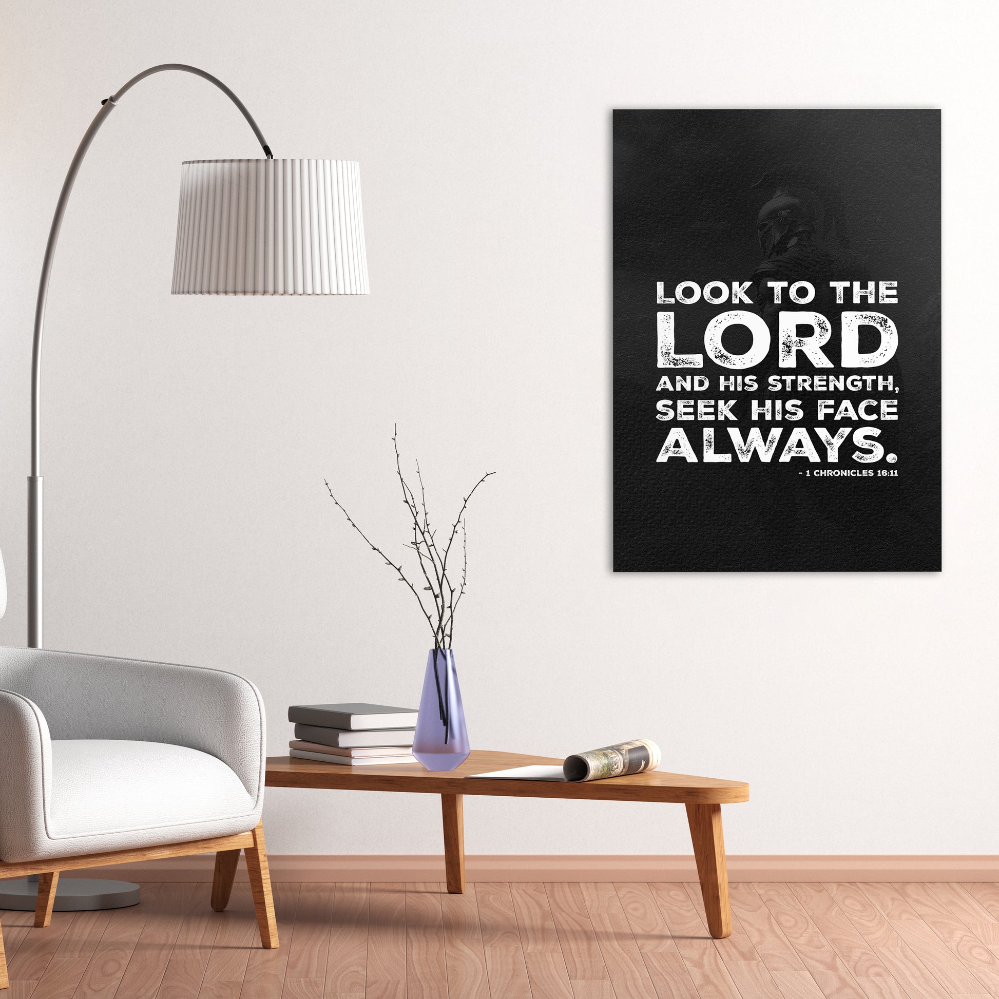 Christian wall canvas with 1 Chronicles 16:11 verse