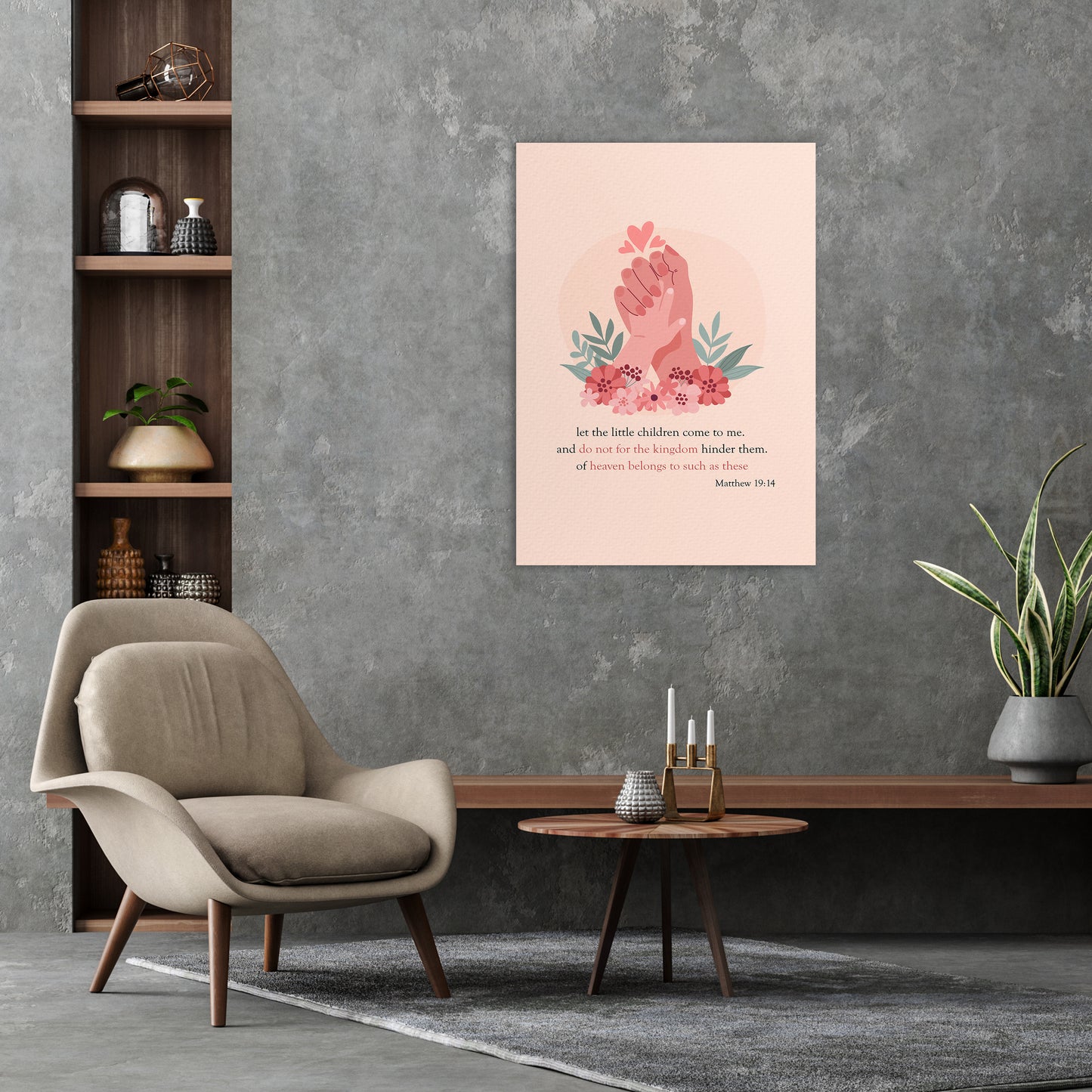Christian wall canvas with Matthew 19:14 Verse