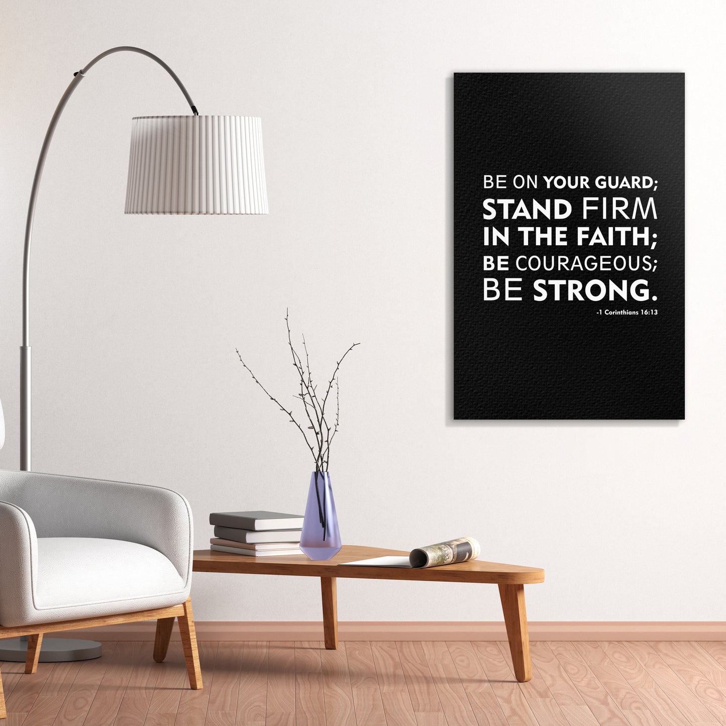Christian wall canvas with 1 Corinthians 16:13 Verse