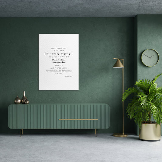 Christian wall canvas with Matthew 17:20 Verse