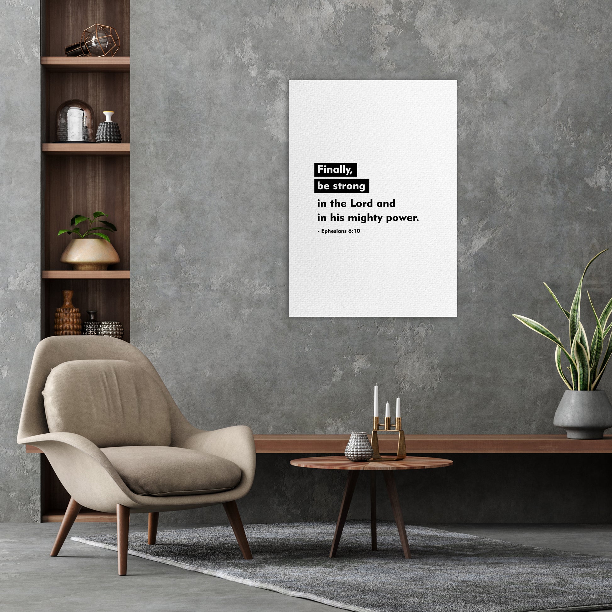 Christian wall canvas with Ephesians 6:10 Verse