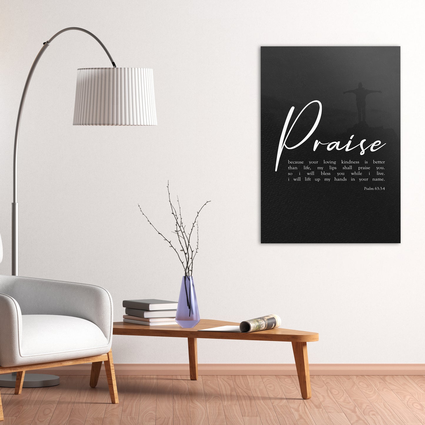 Christian wall canvas with Psalm 63:34 Verse