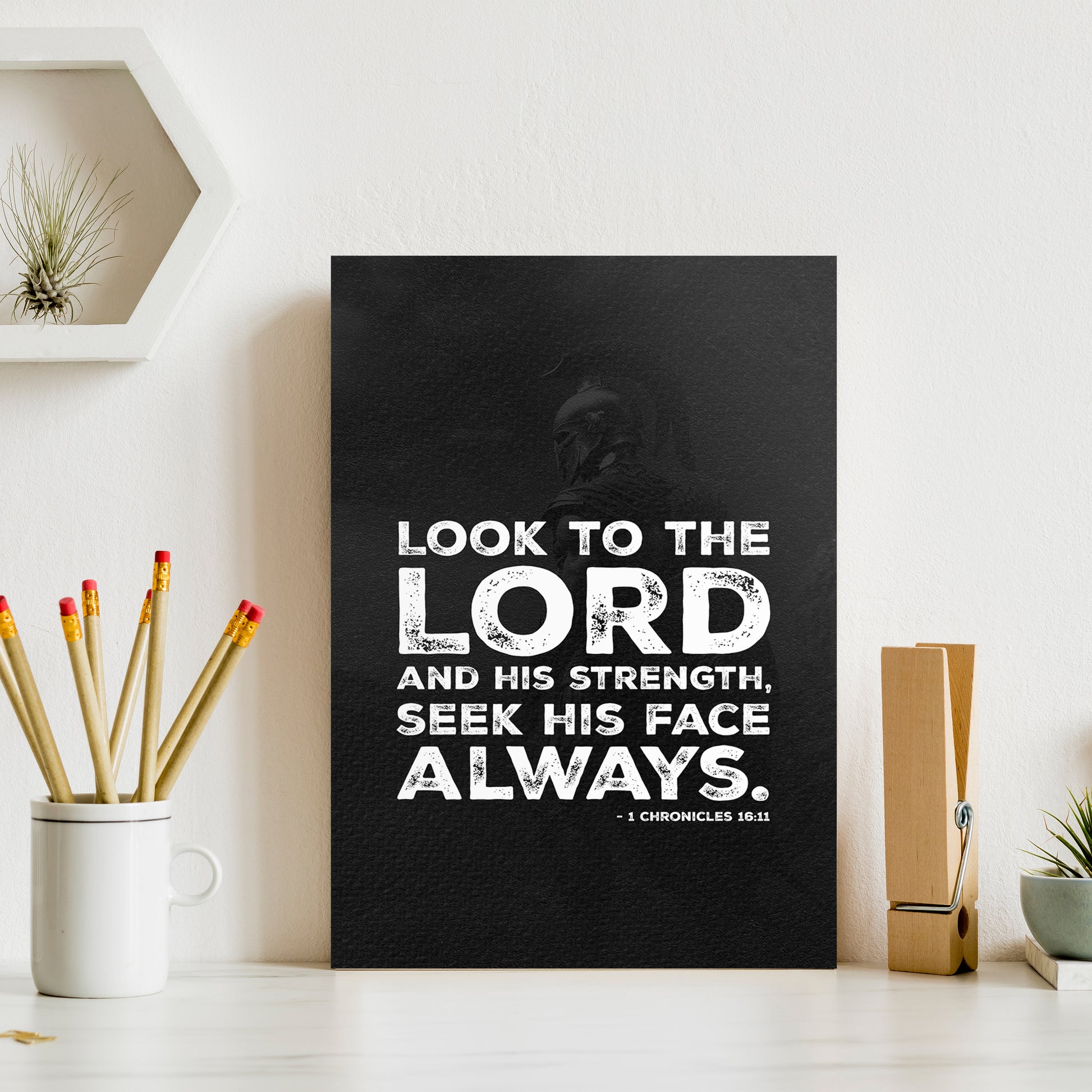 Christian wall canvas with 1 Chronicles 16:11 verse