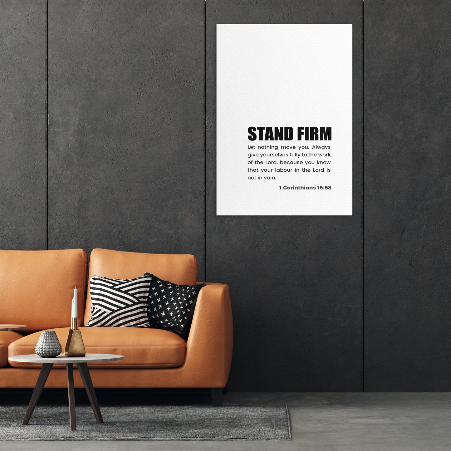 Christian wall canvas with 1 Corinthians 15:58 Verse