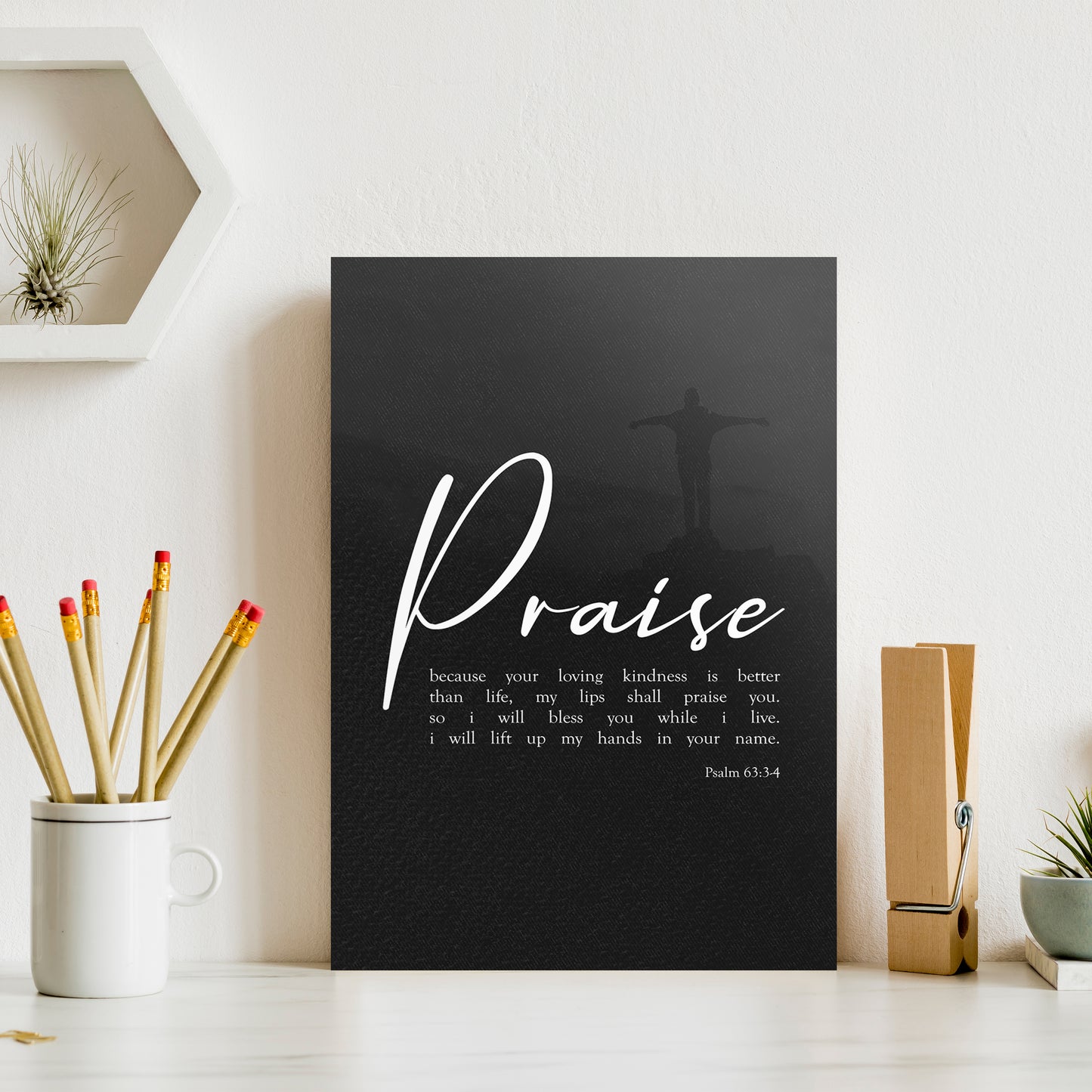 Christian wall canvas with Psalm 63:34 Verse