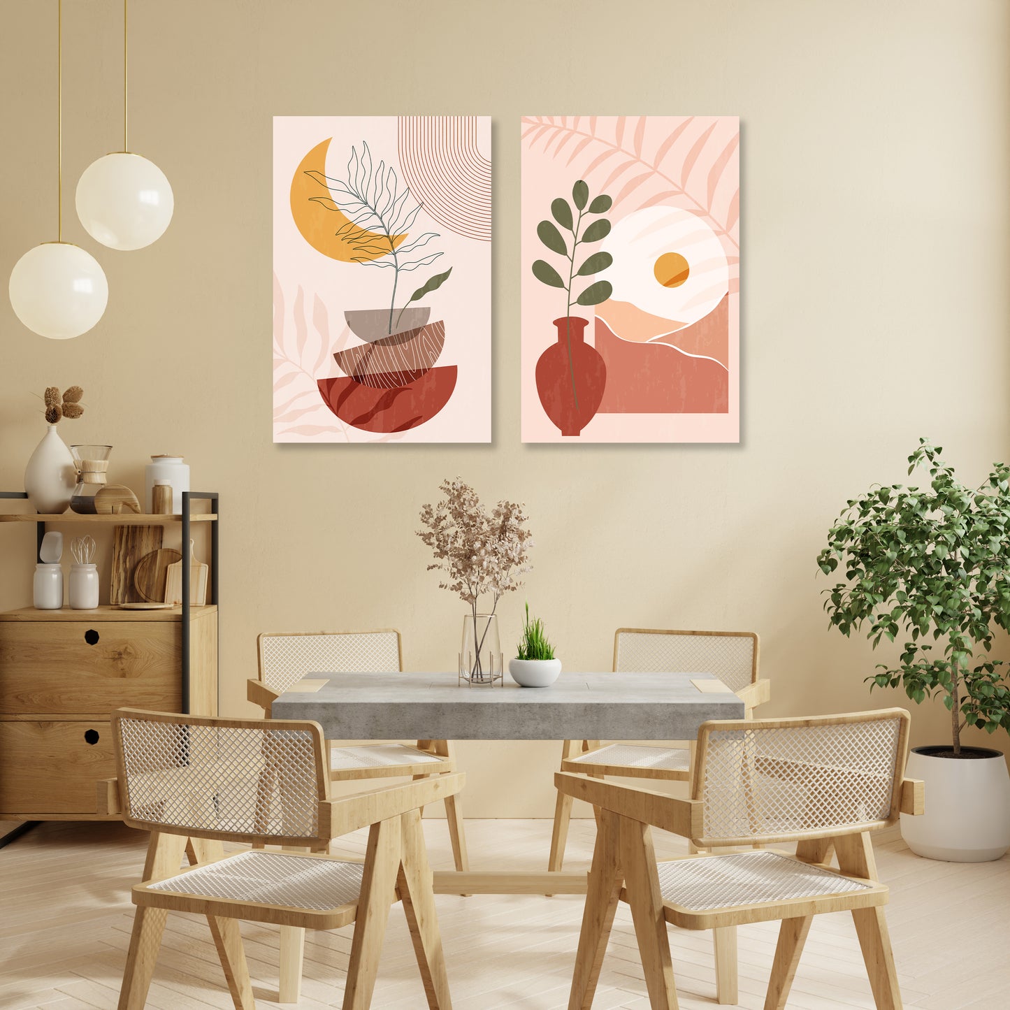 Abstract Plant boho art