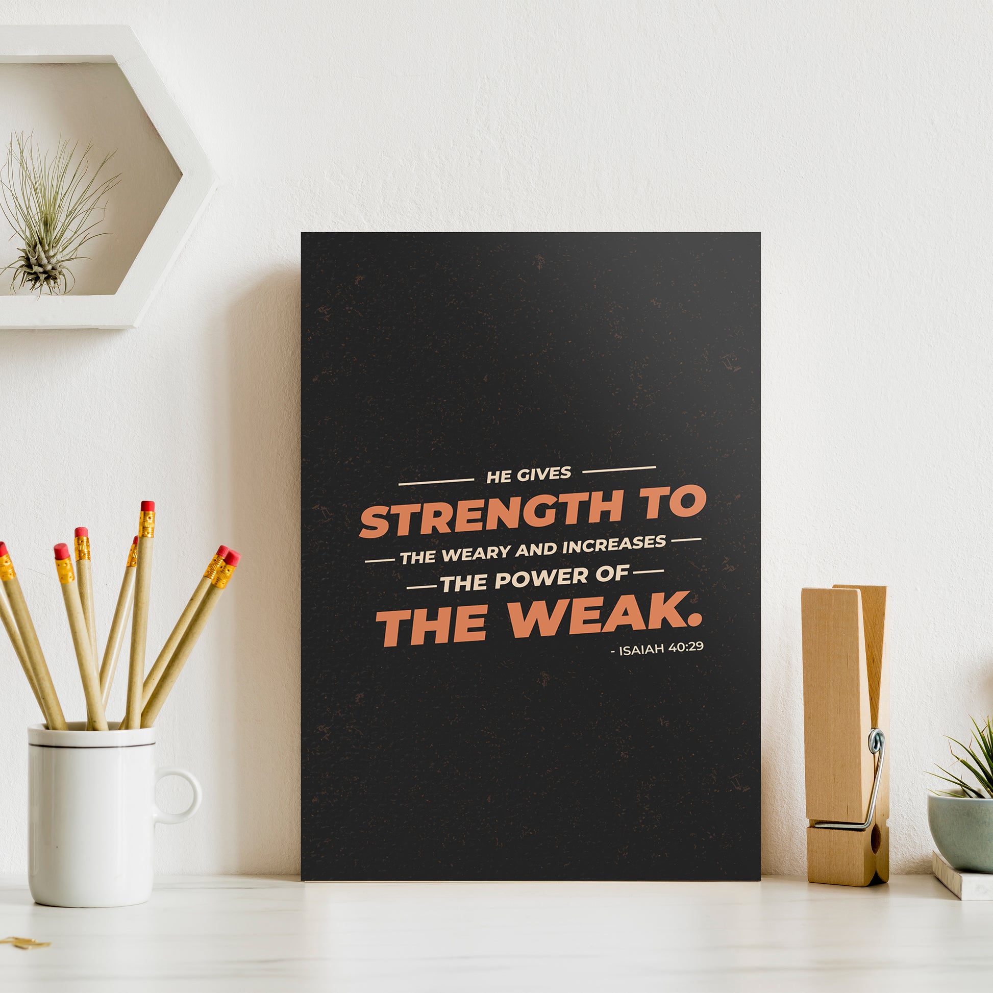 Christian wall canvas with Isaiah 40:29 Verse