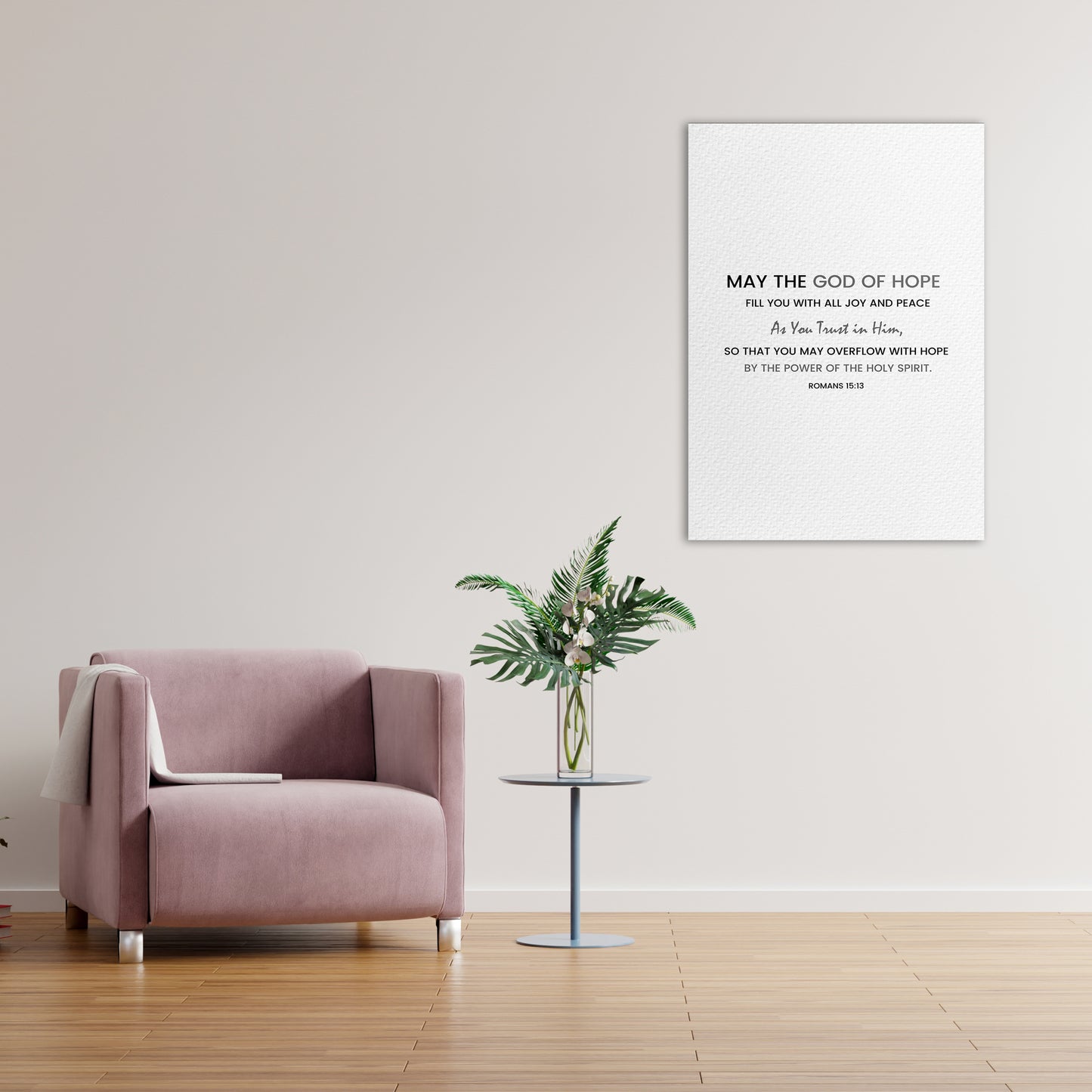 Christian wall canvas with Romans 15:13 Verse