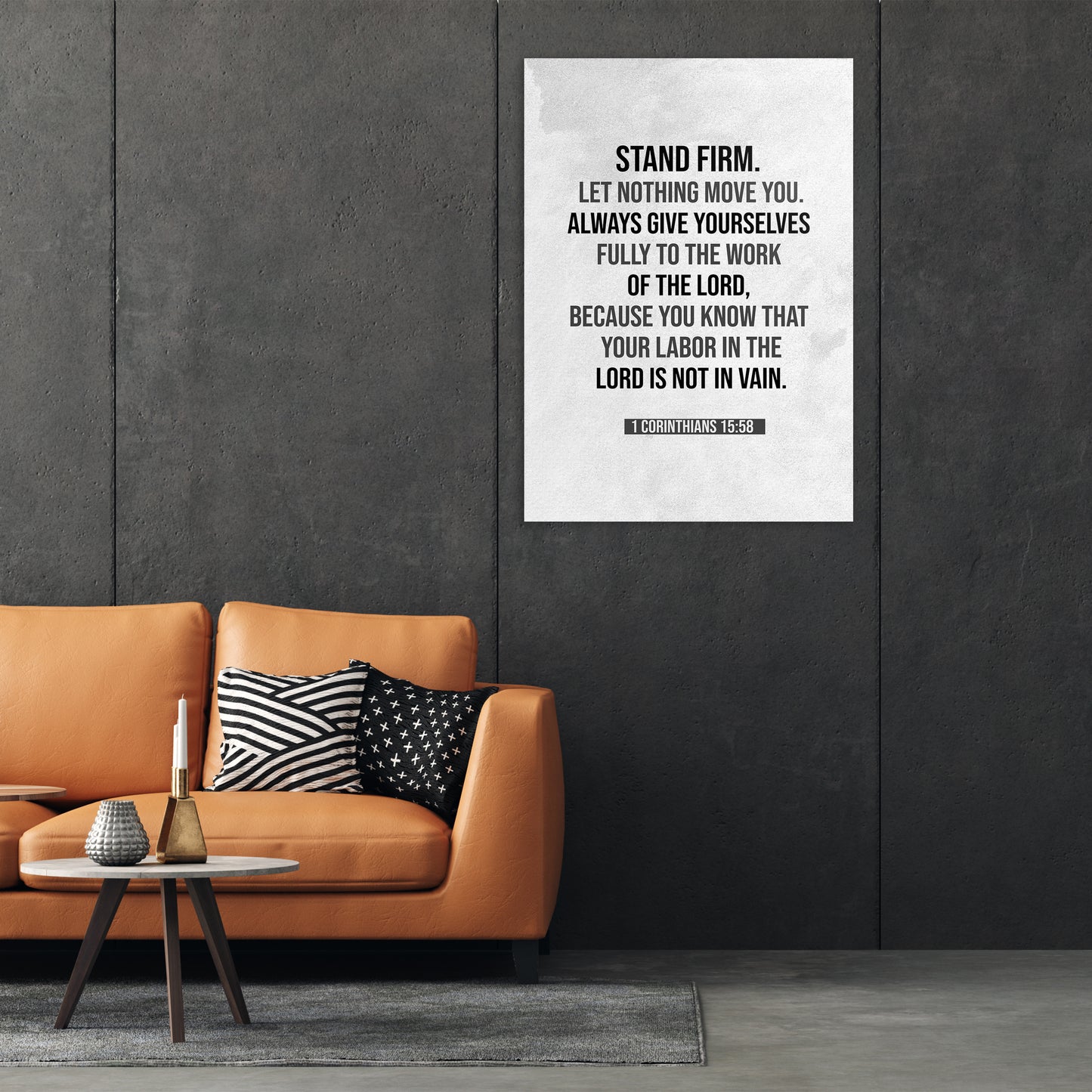 Christian wall canvas with 1 Corinthians 15:58 Verse