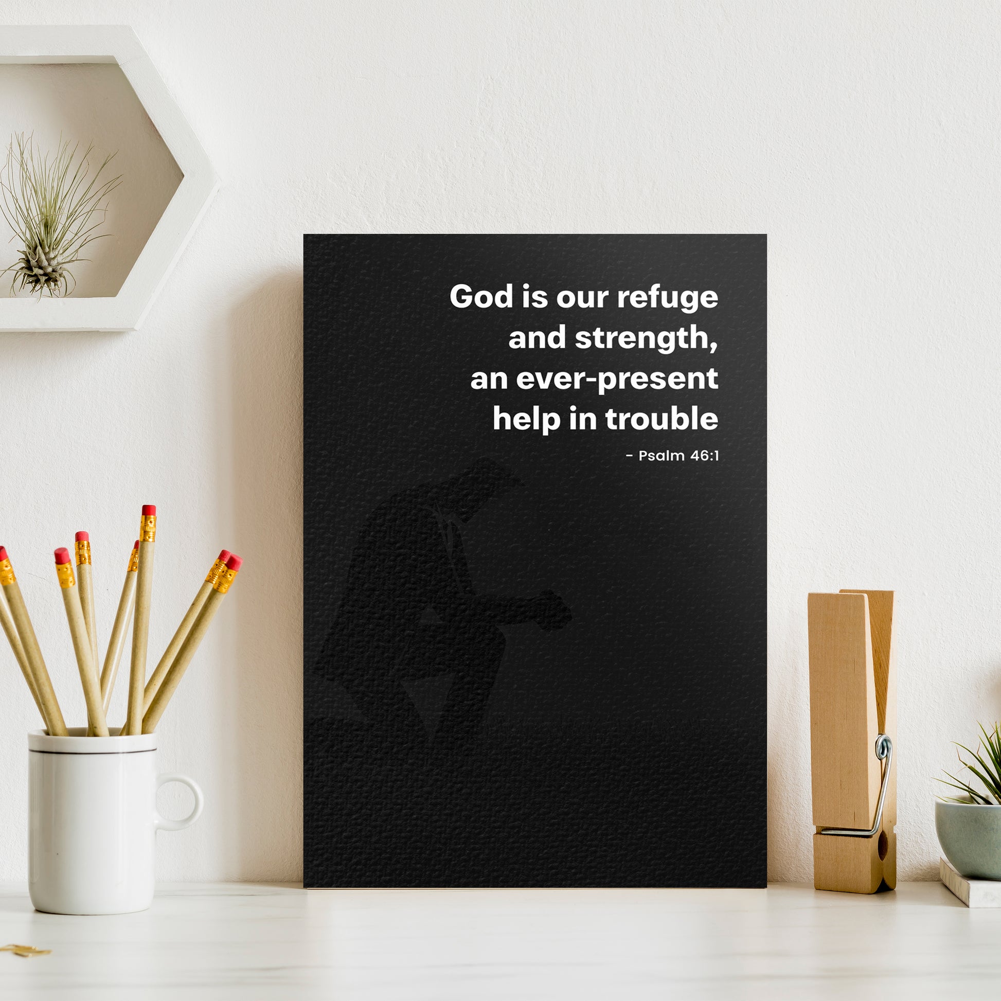 Christian wall canvas with Psalm 46:1 Verse