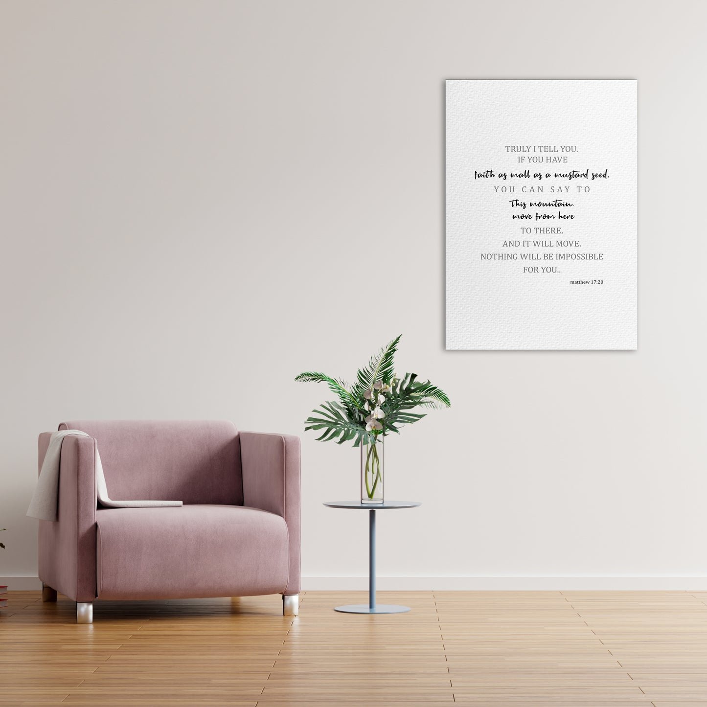 Christian wall canvas with Matthew 17:20 Verse