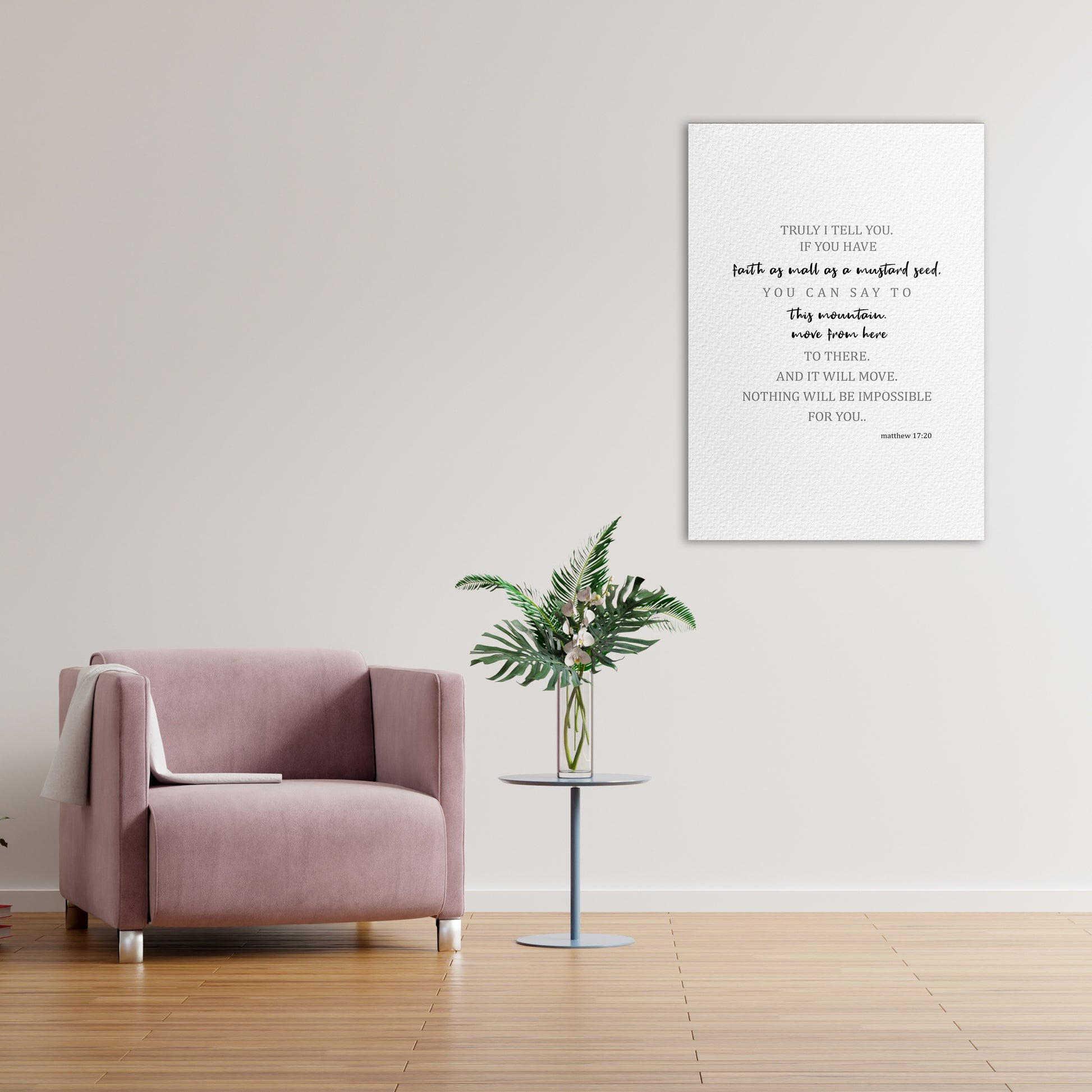 Christian wall canvas with Matthew 17:20 Verse