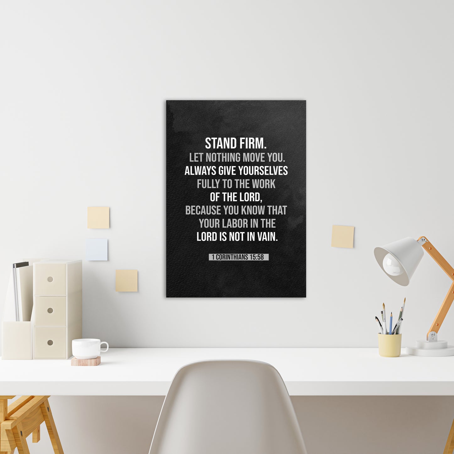Christian wall canvas with 1 Corinthians 15:58 Verse