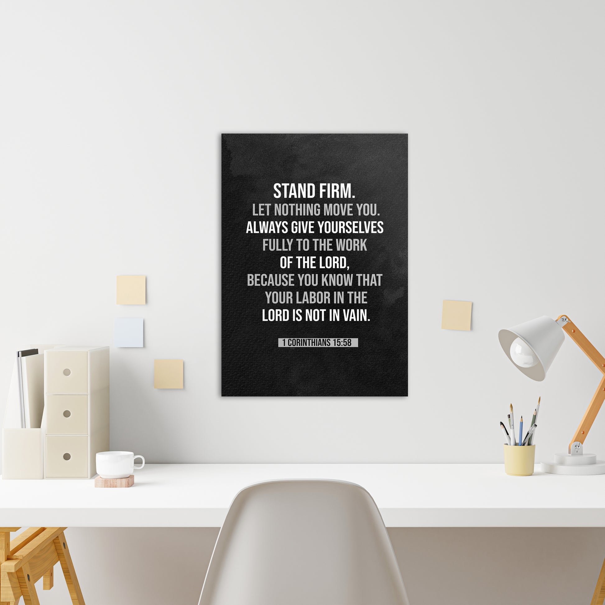 Christian wall canvas with 1 Corinthians 15:58 Verse