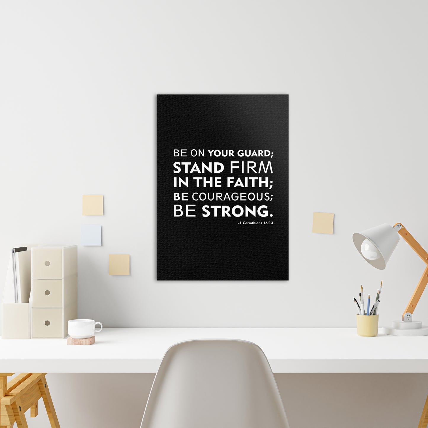 Christian wall canvas with 1 Corinthians 16:13 Verse