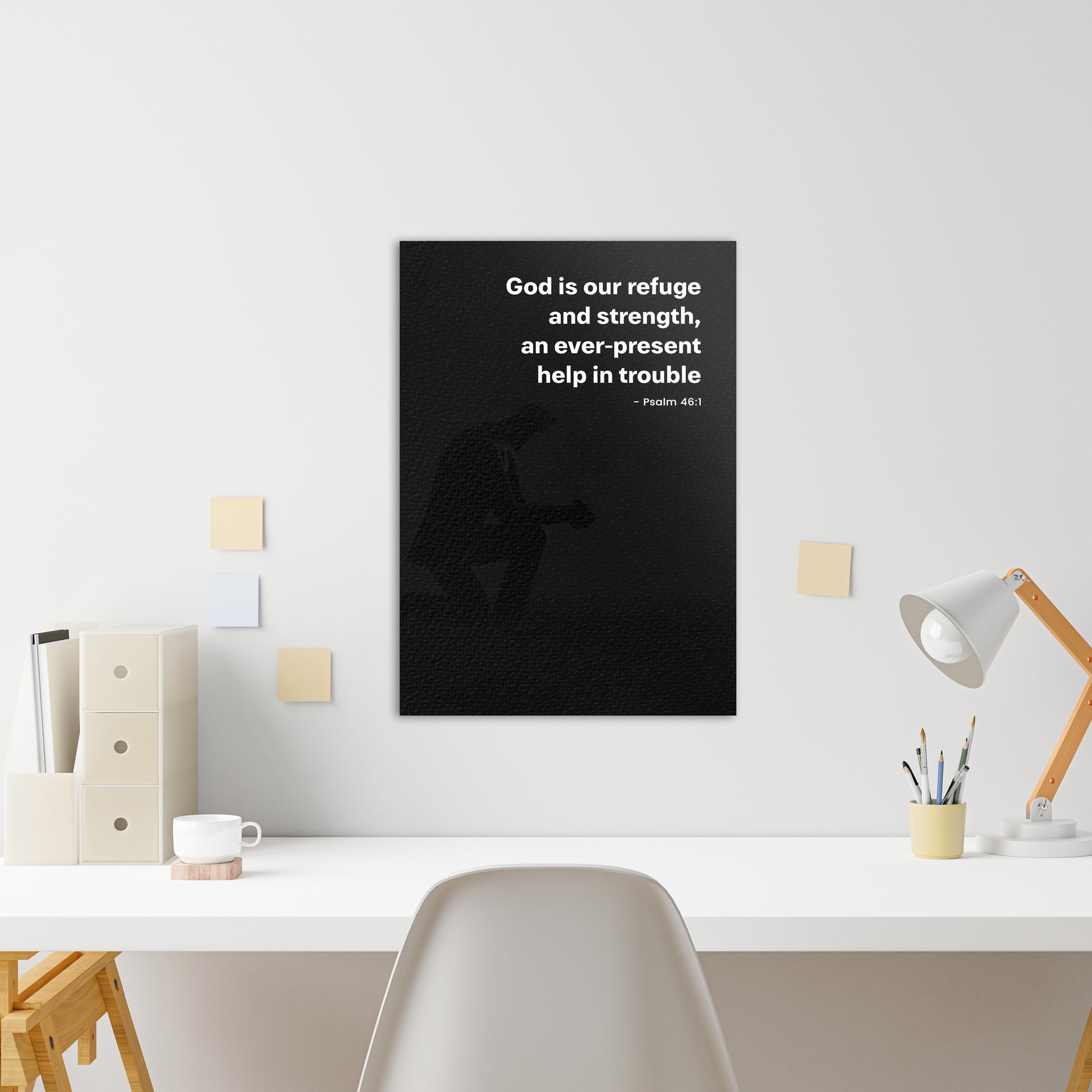Christian wall canvas with Psalm 46:1 Verse