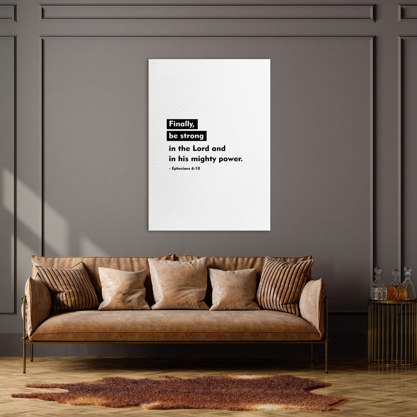 Christian wall canvas with Ephesians 6:10 Verse
