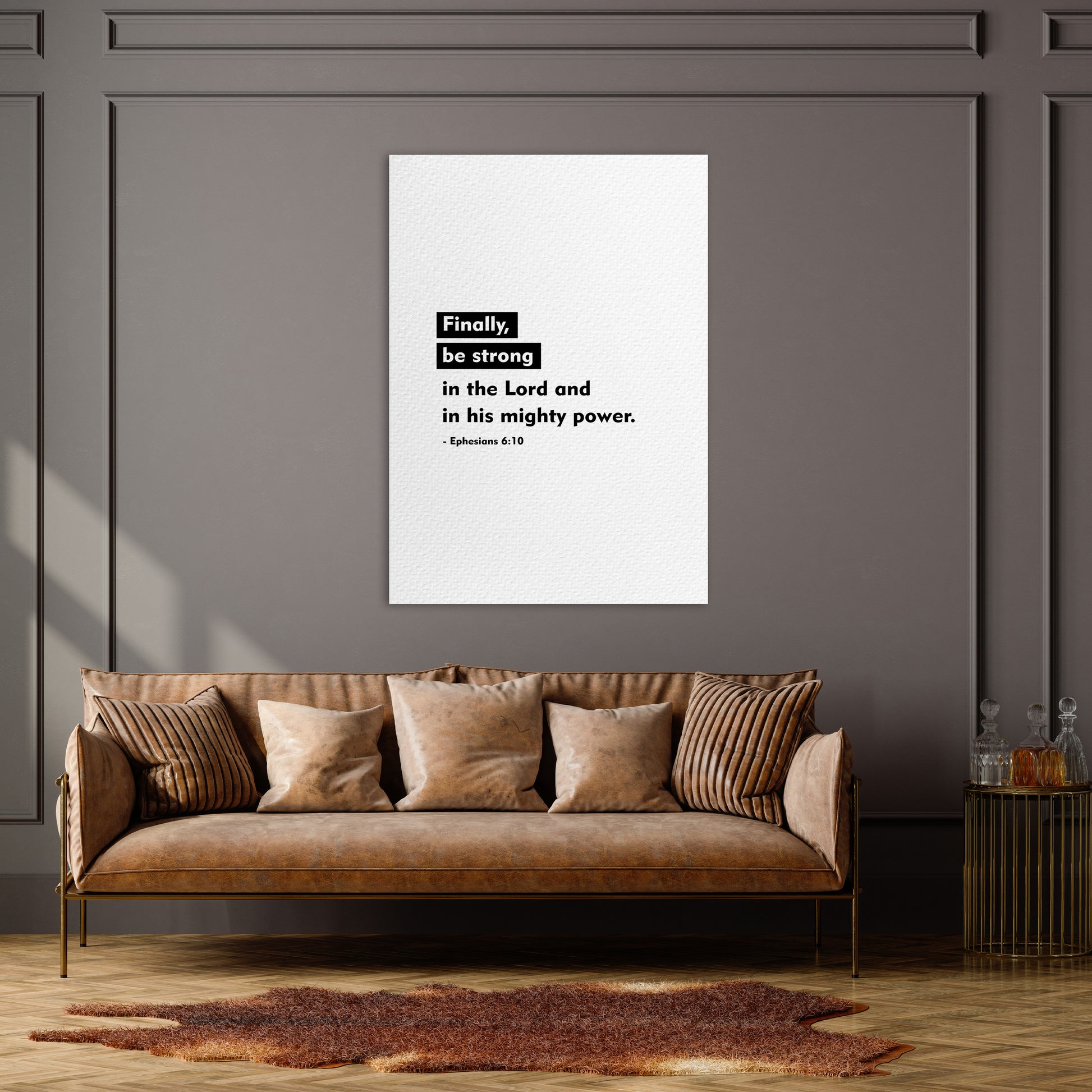 Christian wall canvas with Ephesians 6:10 Verse