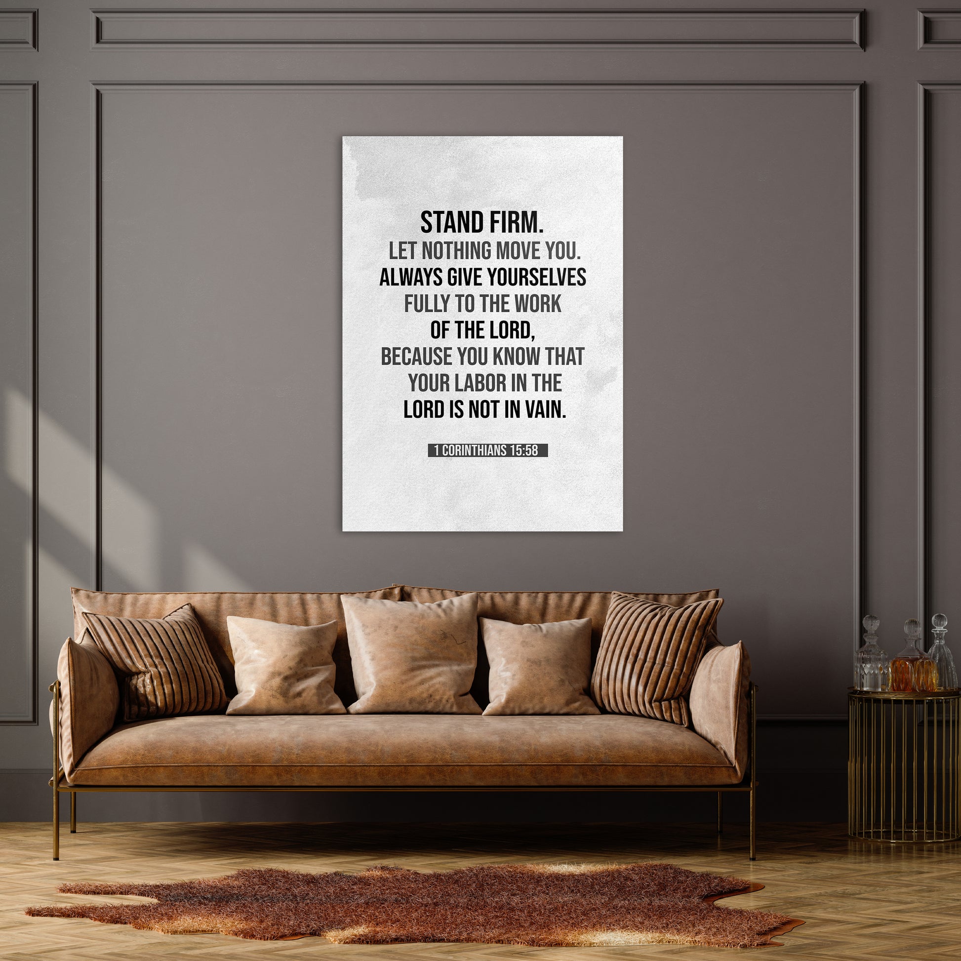 Christian wall canvas with 1 Corinthians 15:58 Verse