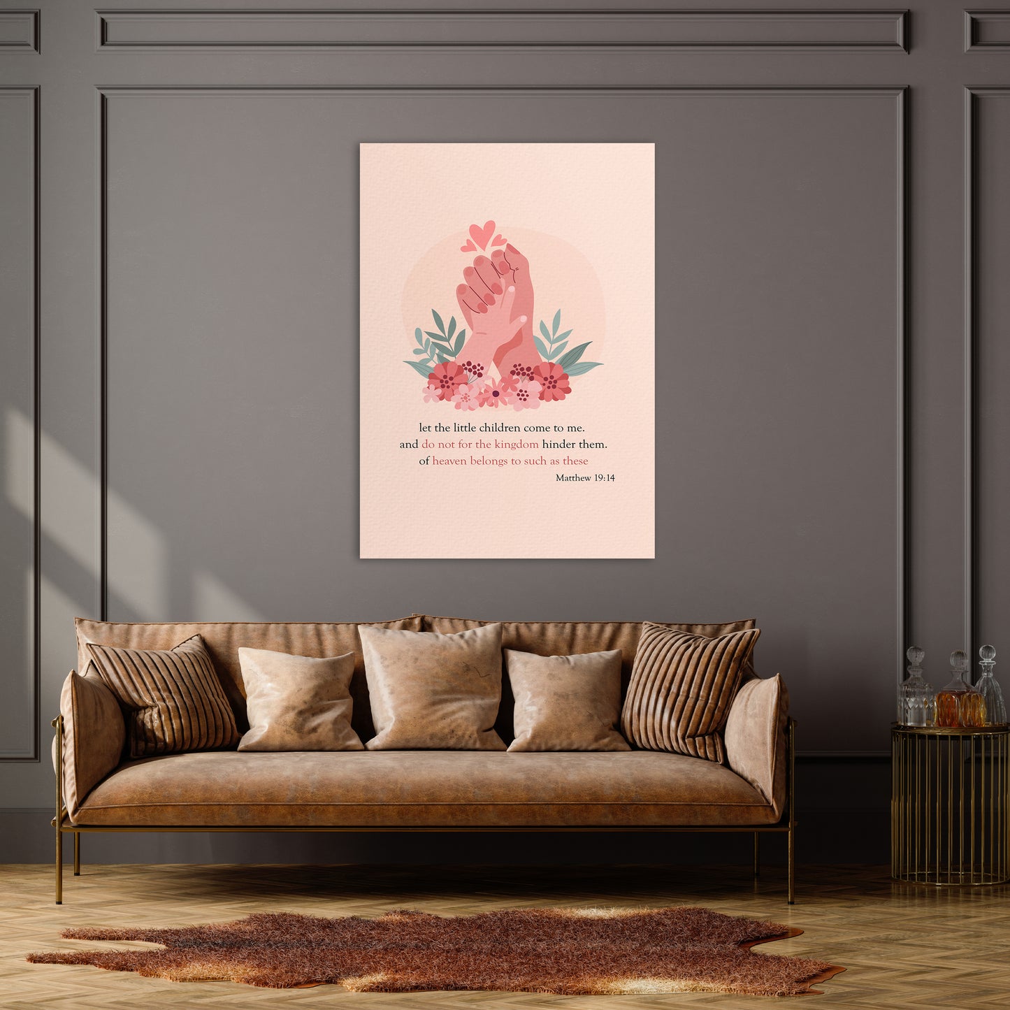 Christian wall canvas with Matthew 19:14 Verse