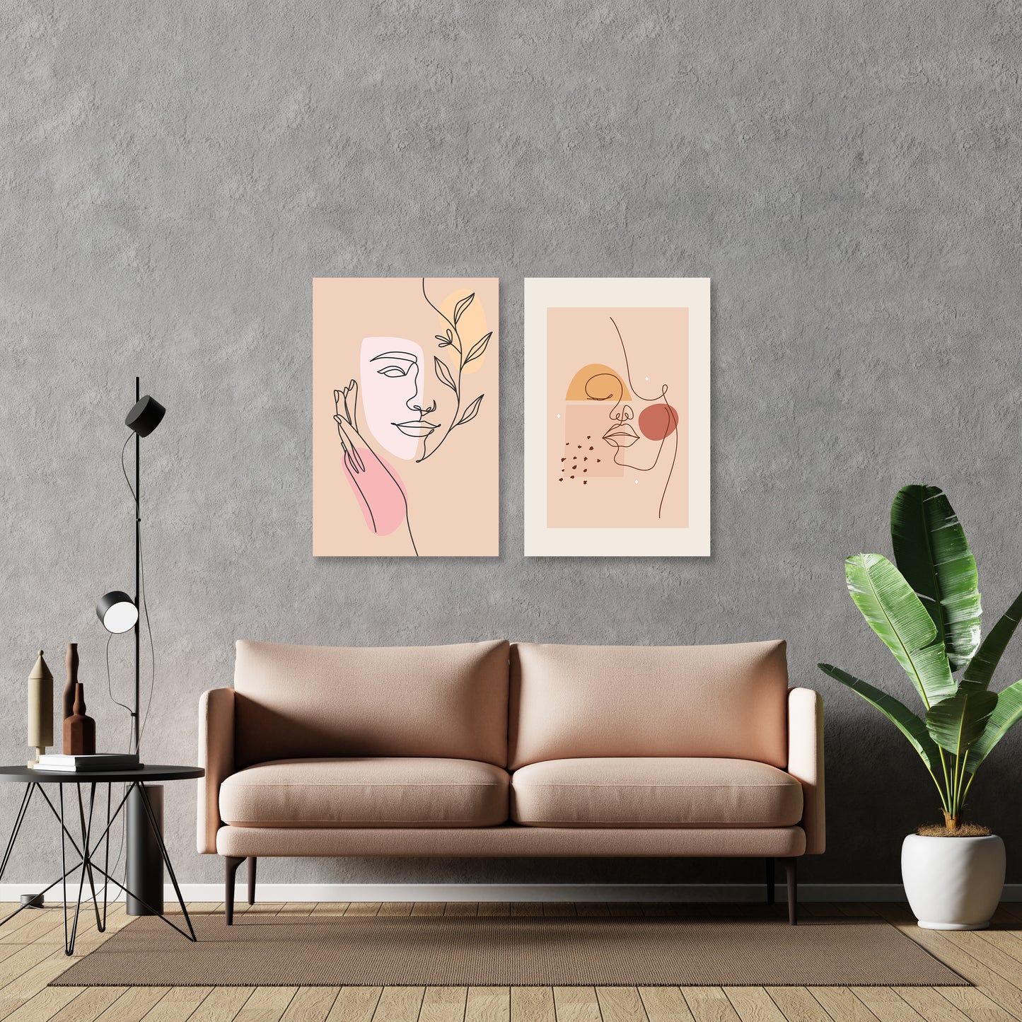 Abstract woman face boho art