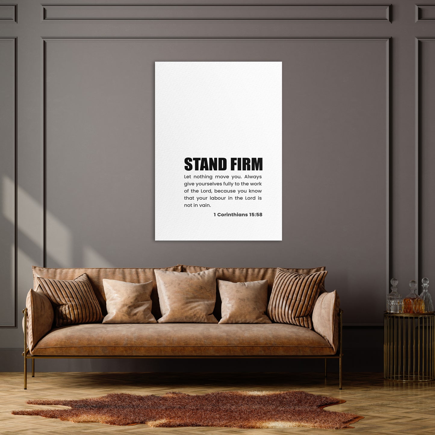 Christian wall canvas with 1 Corinthians 15:58 Verse