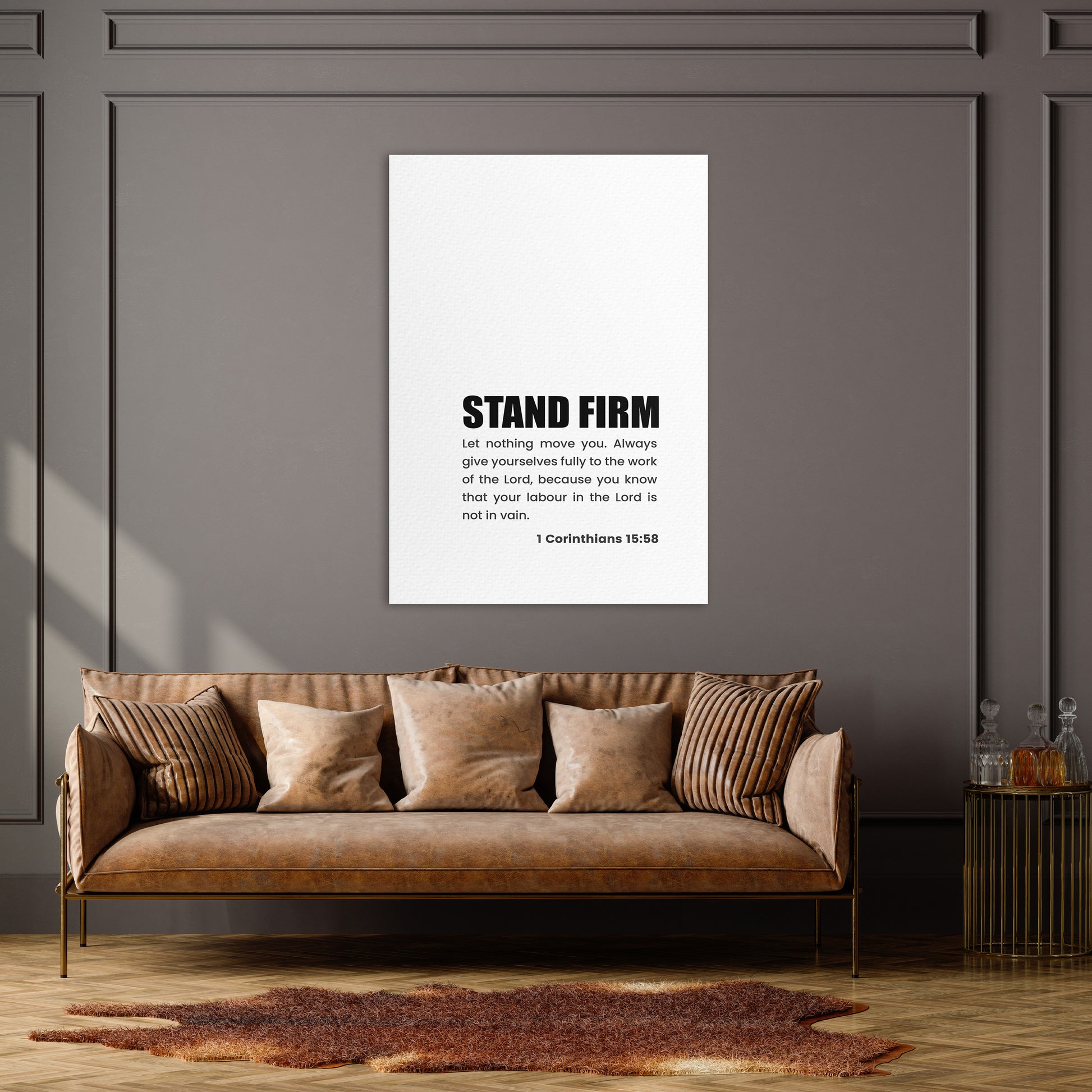 Christian wall canvas with 1 Corinthians 15:58 Verse