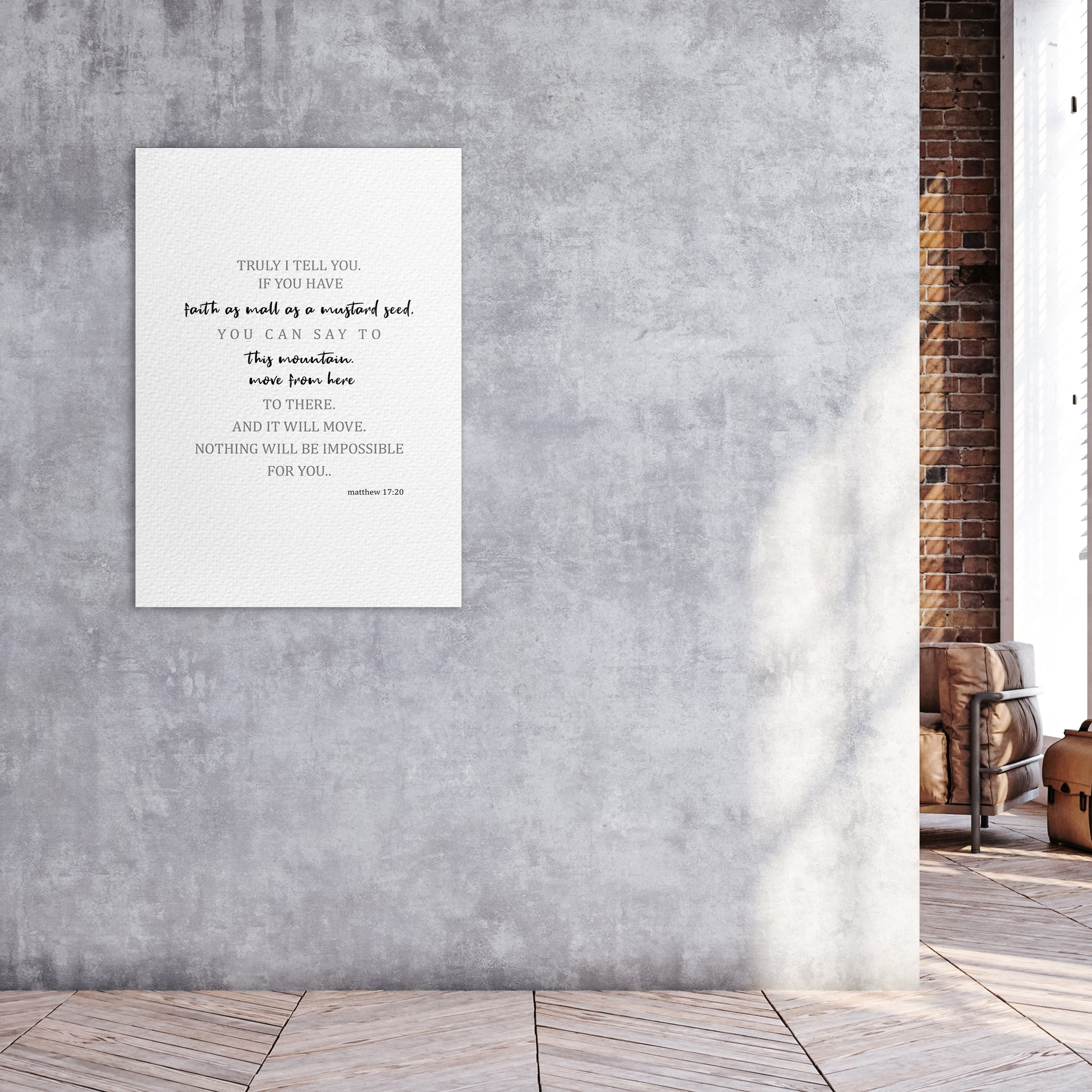 Christian wall canvas with Matthew 17:20 Verse