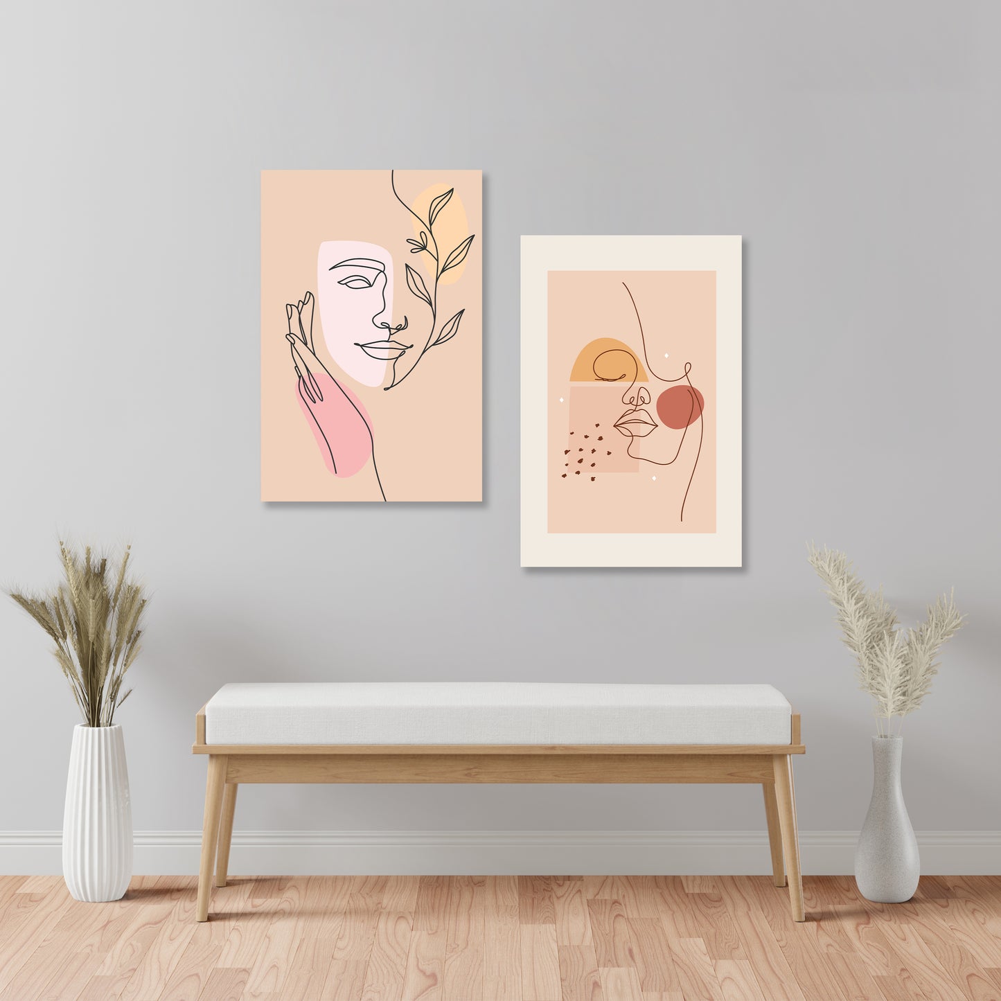 Abstract woman face boho art