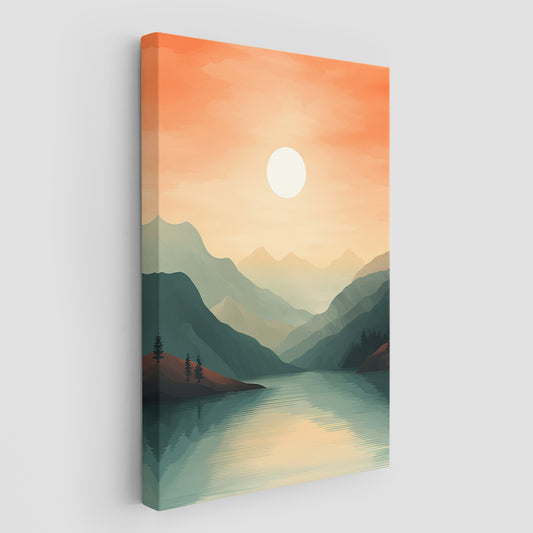 Mountain and Lake Boho Wall Art