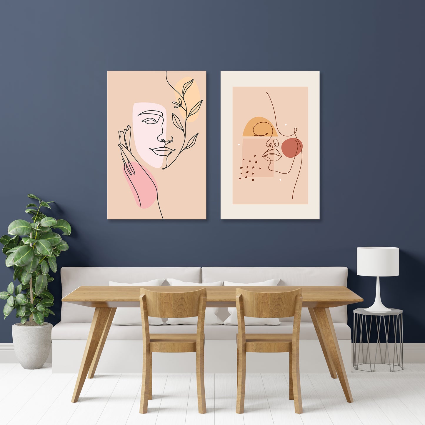 Abstract woman face boho art