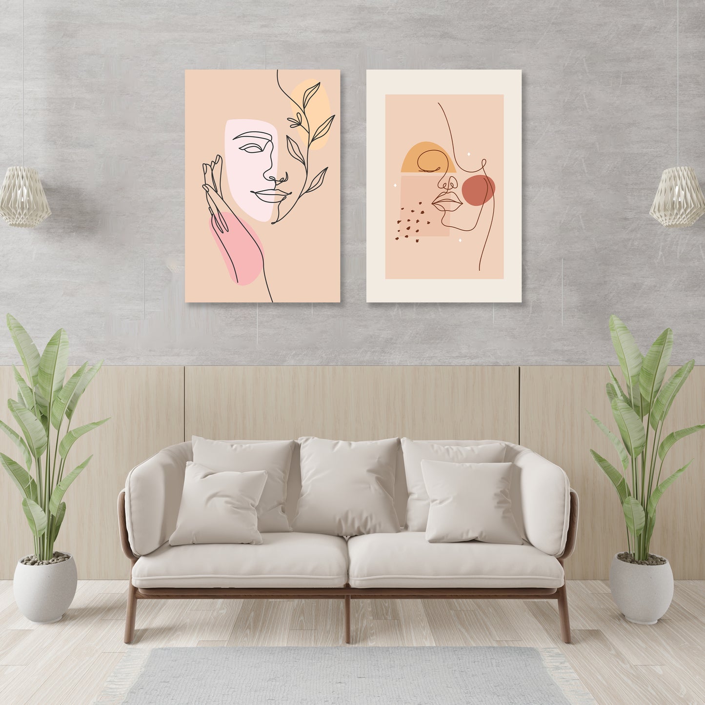 Abstract woman face boho art