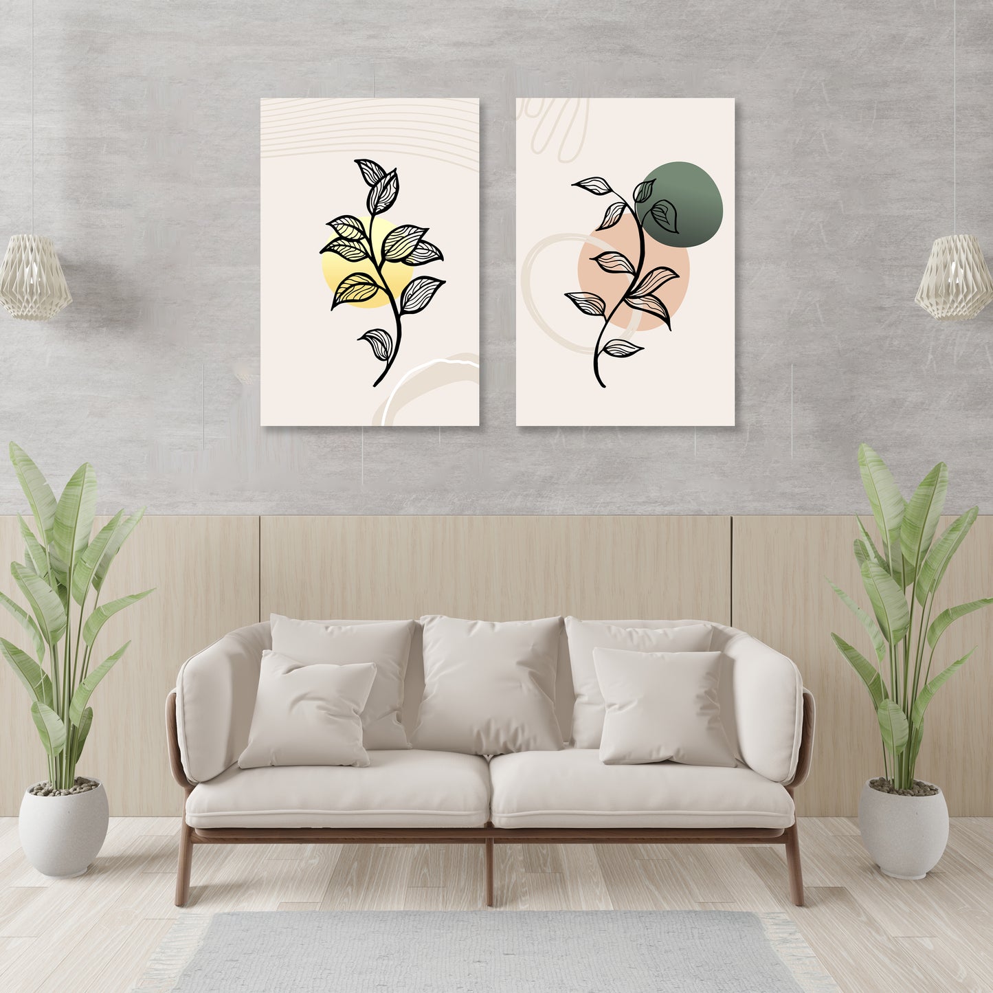 Boho Plant Leaf Art Set of 2