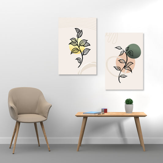 Boho Plant Leaf Art Set of 2