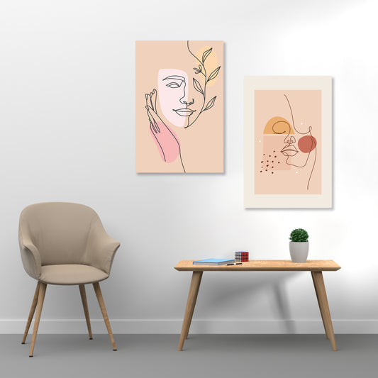 Abstract woman face boho art