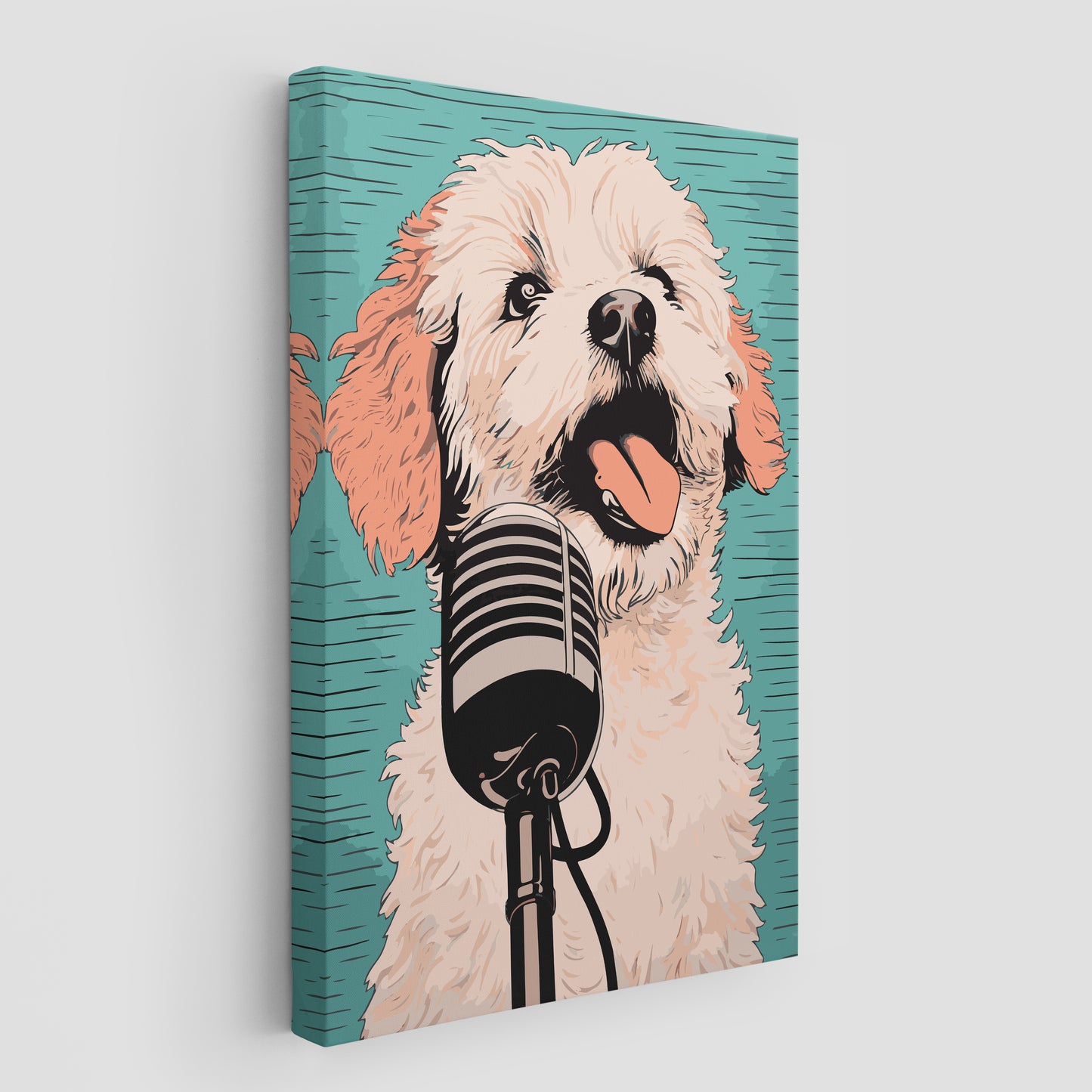 A Playful Puppy Singing Wall Art
