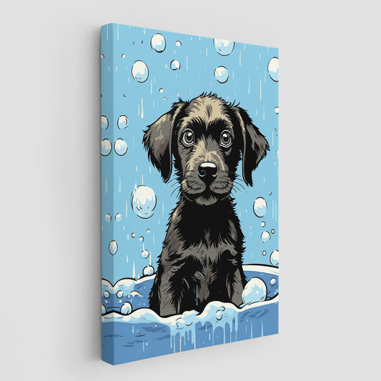 Cute Puppy Enjoys Bath Wall Art