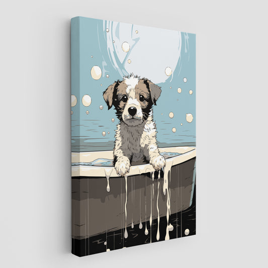 Puppy in Bathtub Wall Art
