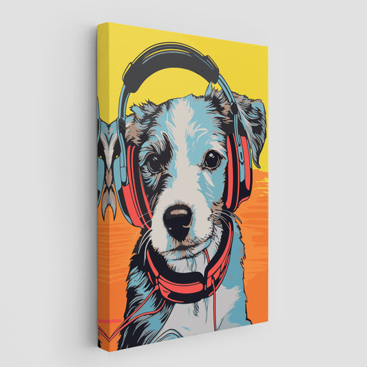 Dog Listening To Music Wall Art