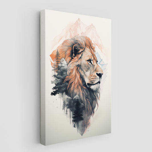 Lion and mountain Wall Art