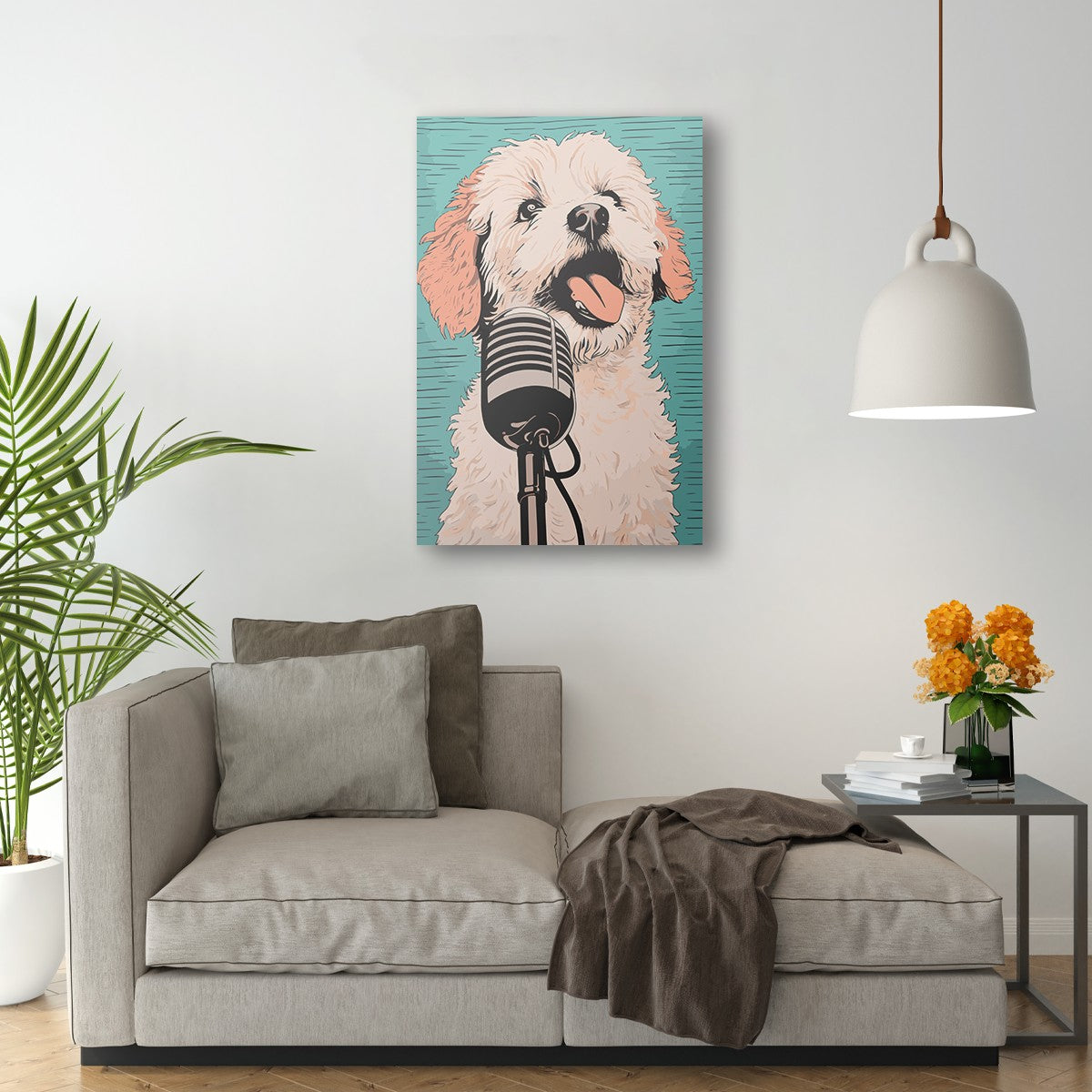 A Playful Puppy Singing Wall Art