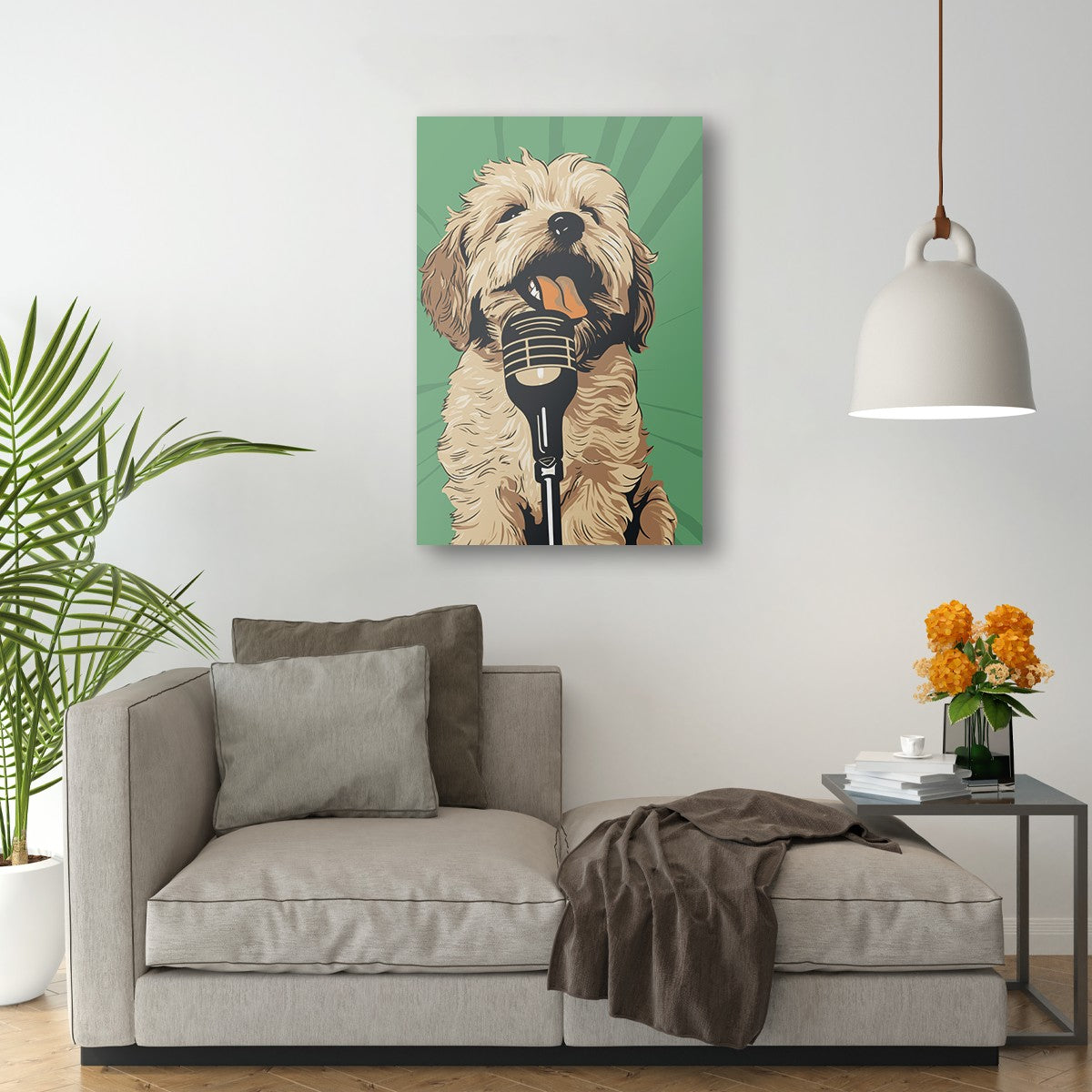 Adorable Puppy Singing Bliss Wall Art