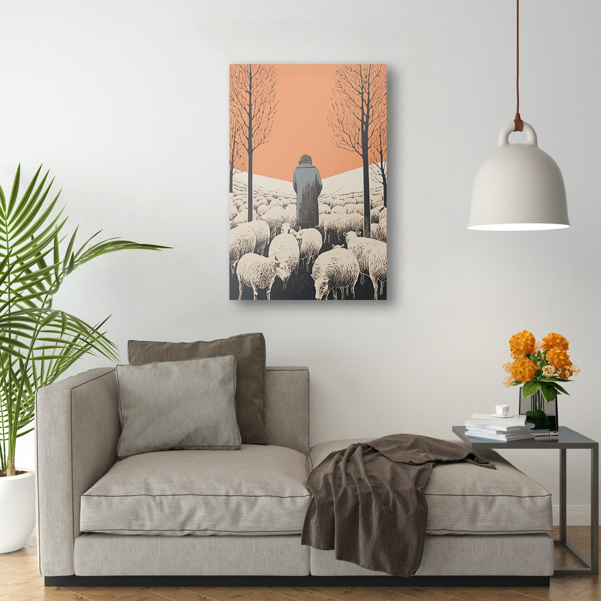 The Shepherd's Serenade with the Sheep Wall Art