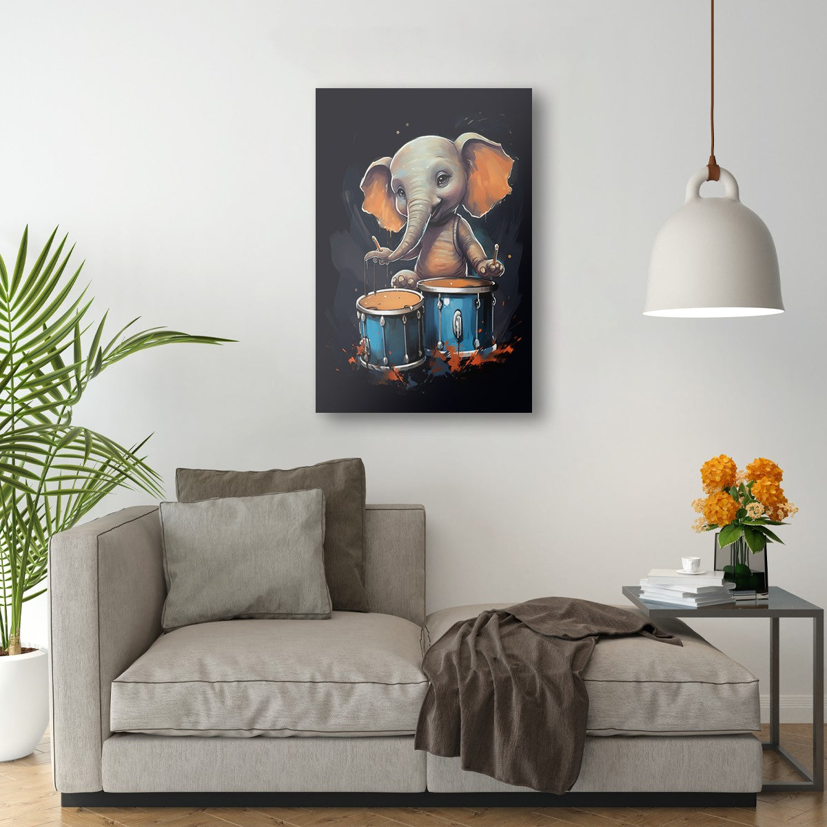 The Drumming Elephant Wall Art