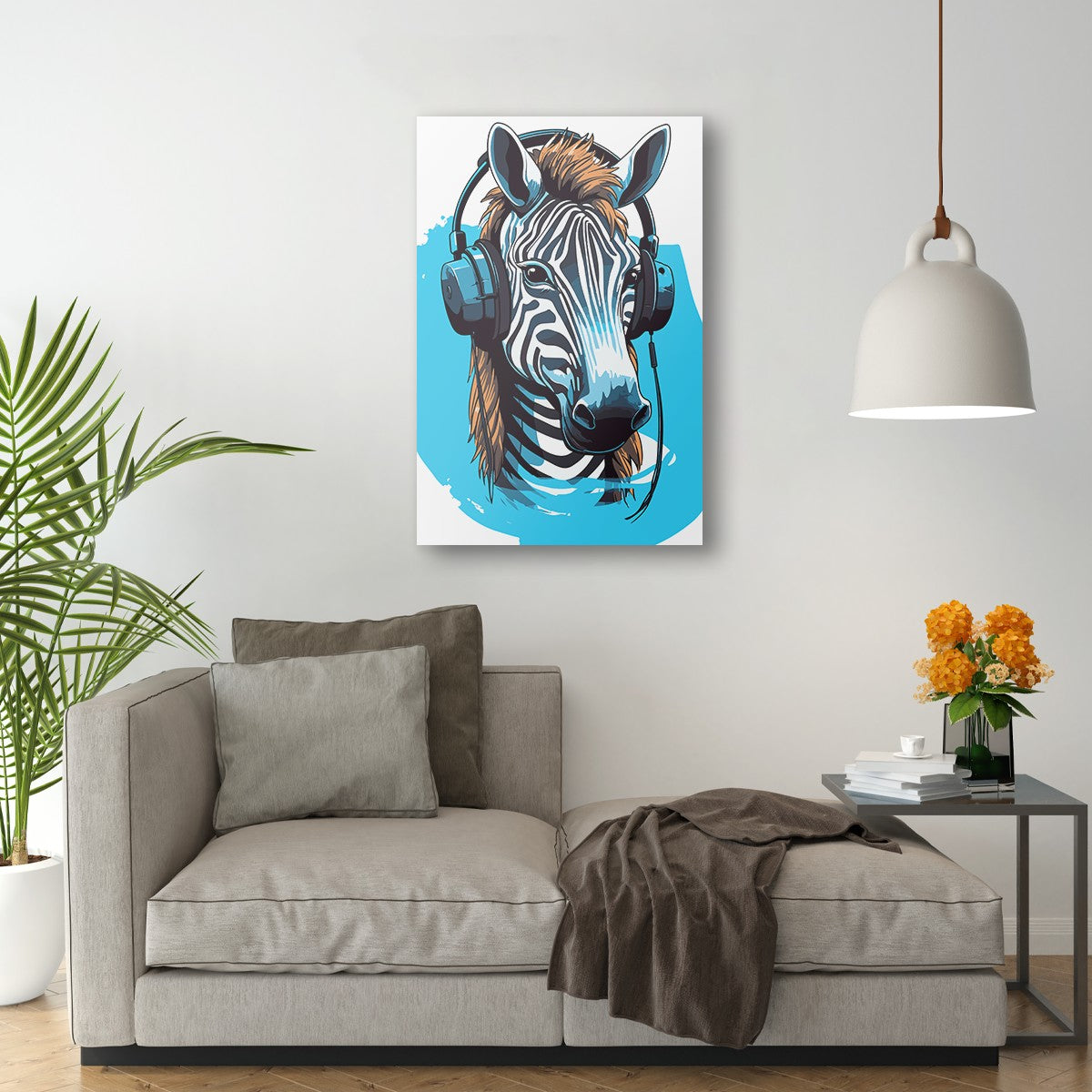 Zebra Listening To Music Wall Art