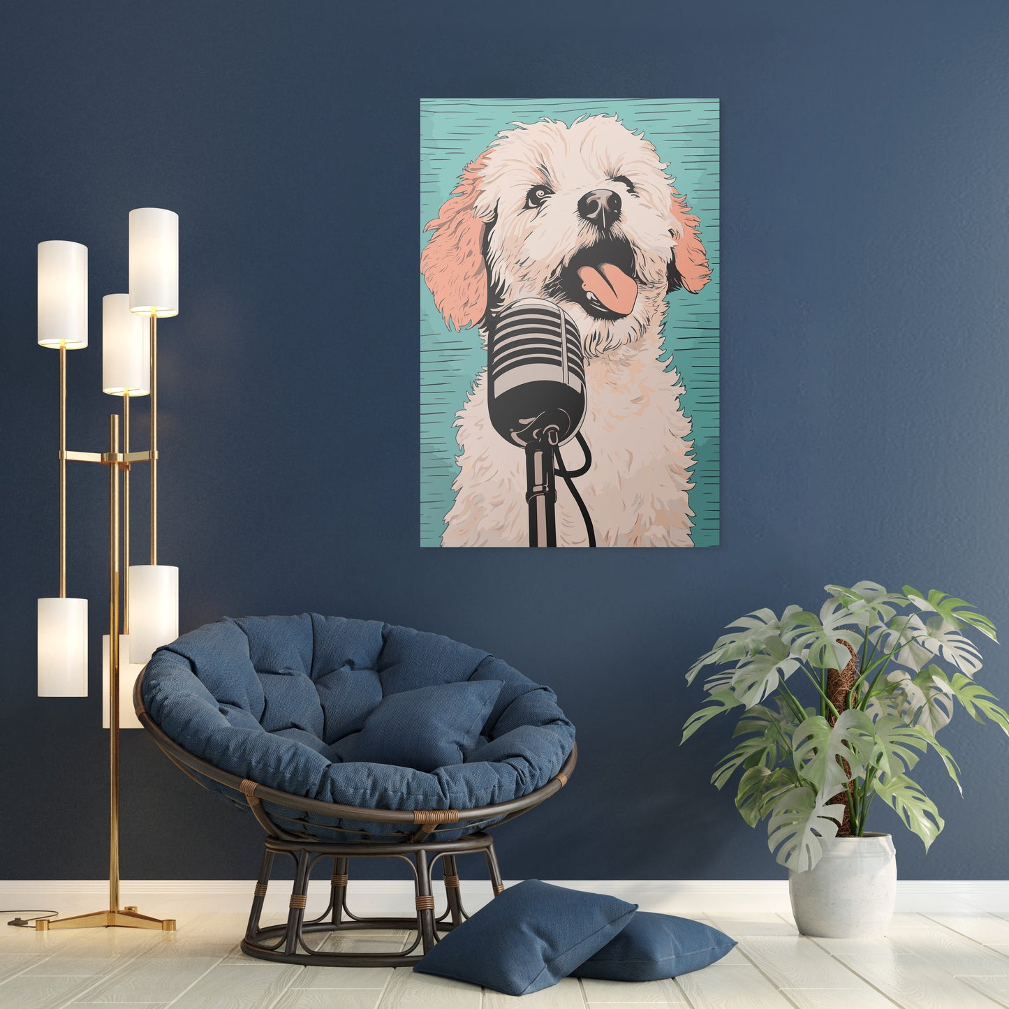 A Playful Puppy Singing Wall Art