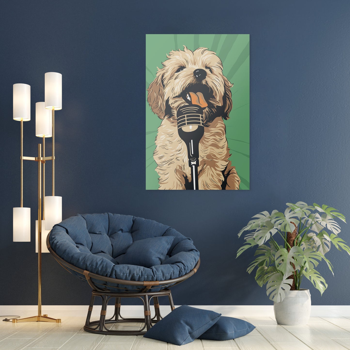 Adorable Puppy Singing Bliss Wall Art