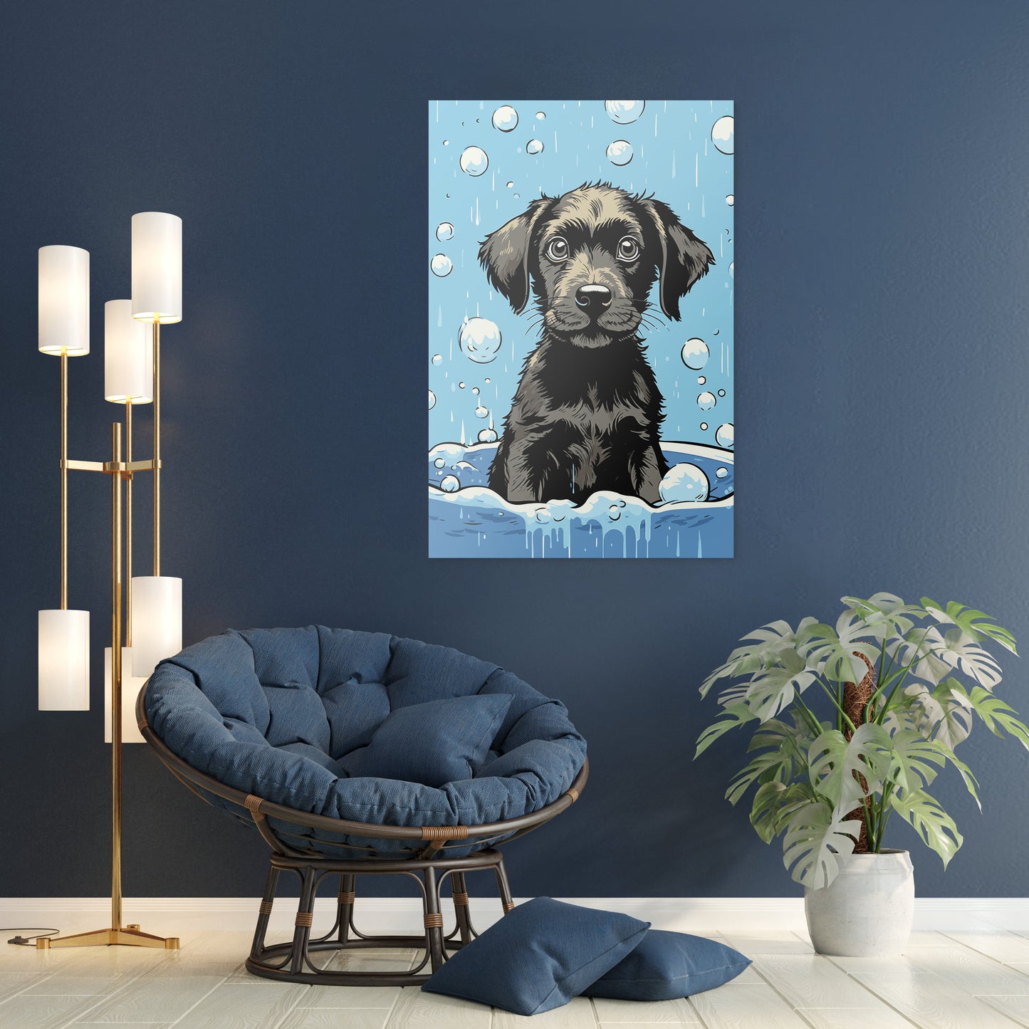 Cute Puppy Enjoys Bath Wall Art
