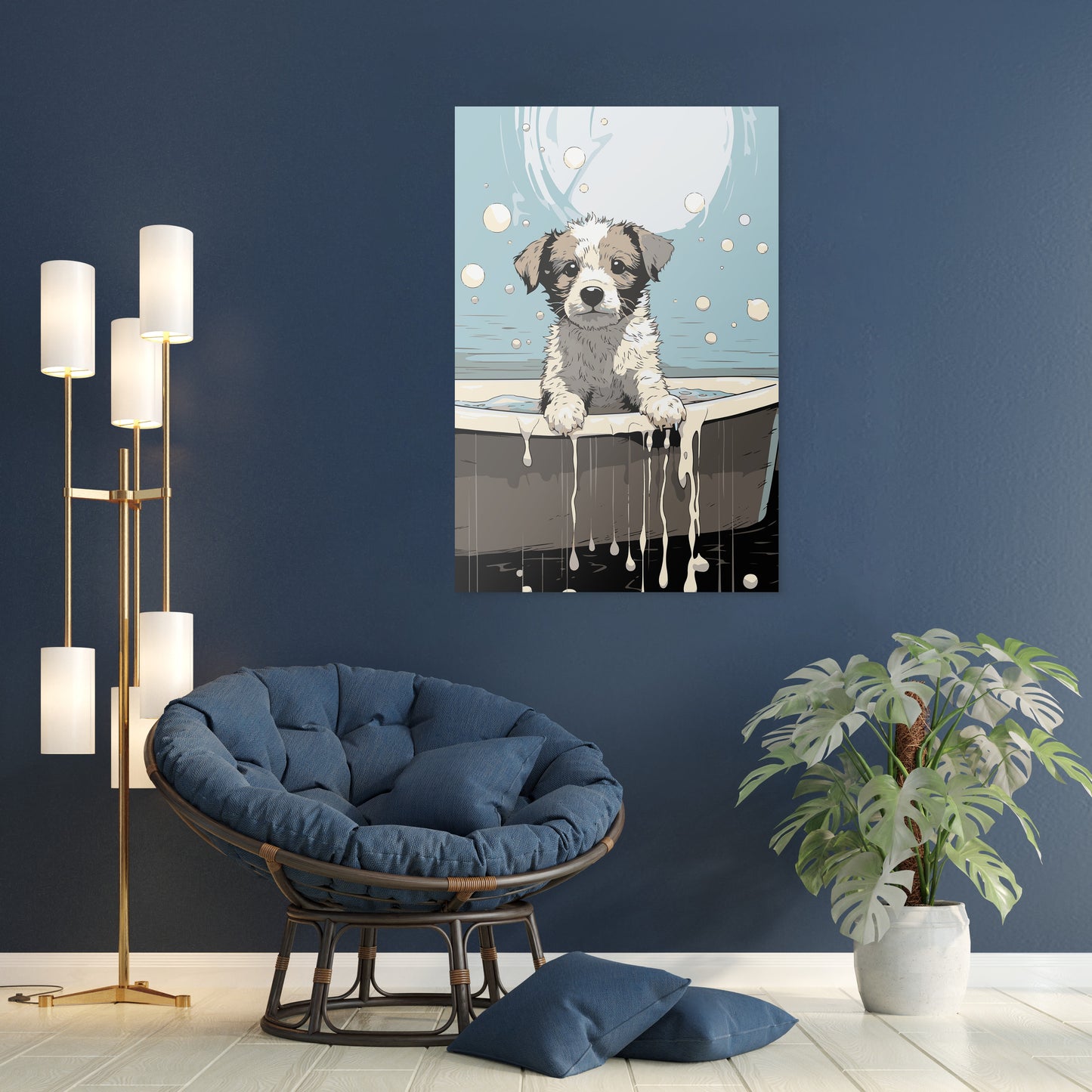 Puppy in Bathtub Wall Art