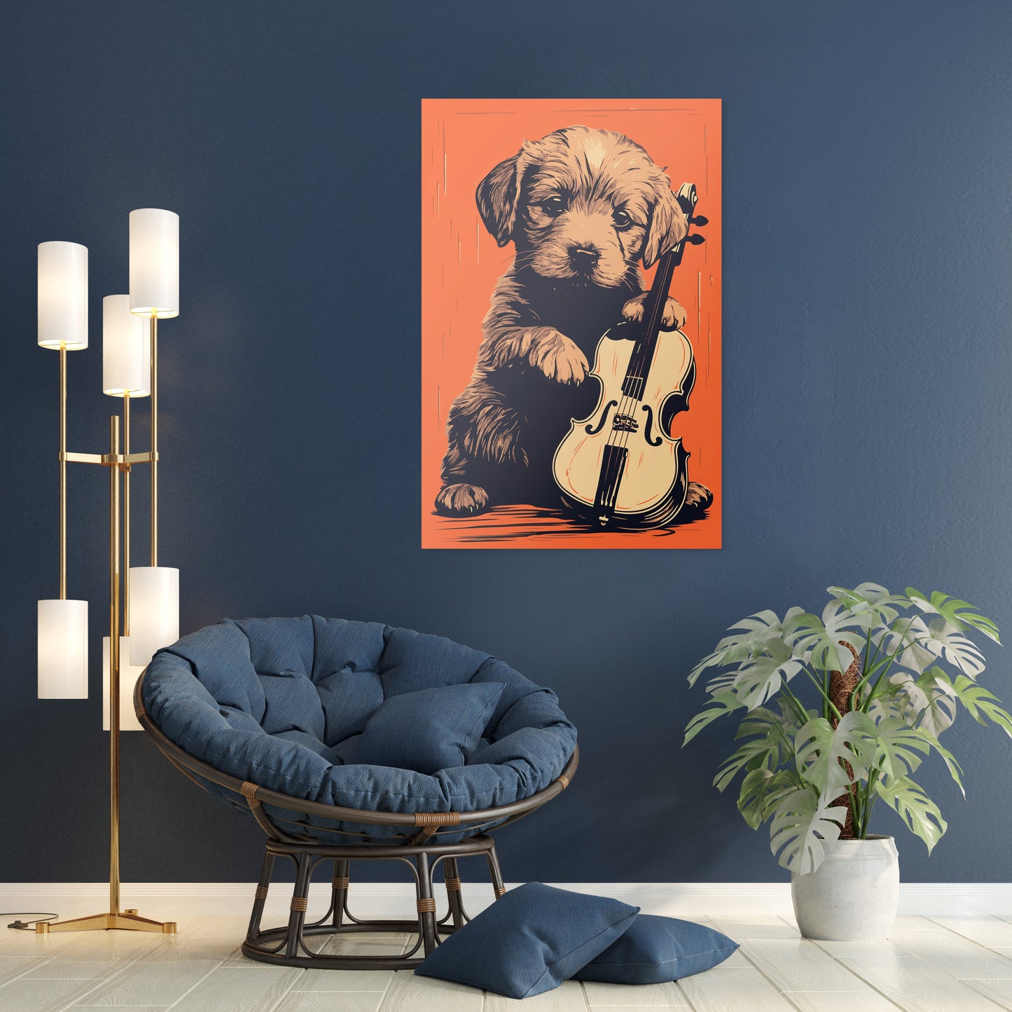 Puppy Playing Violin Wall Art